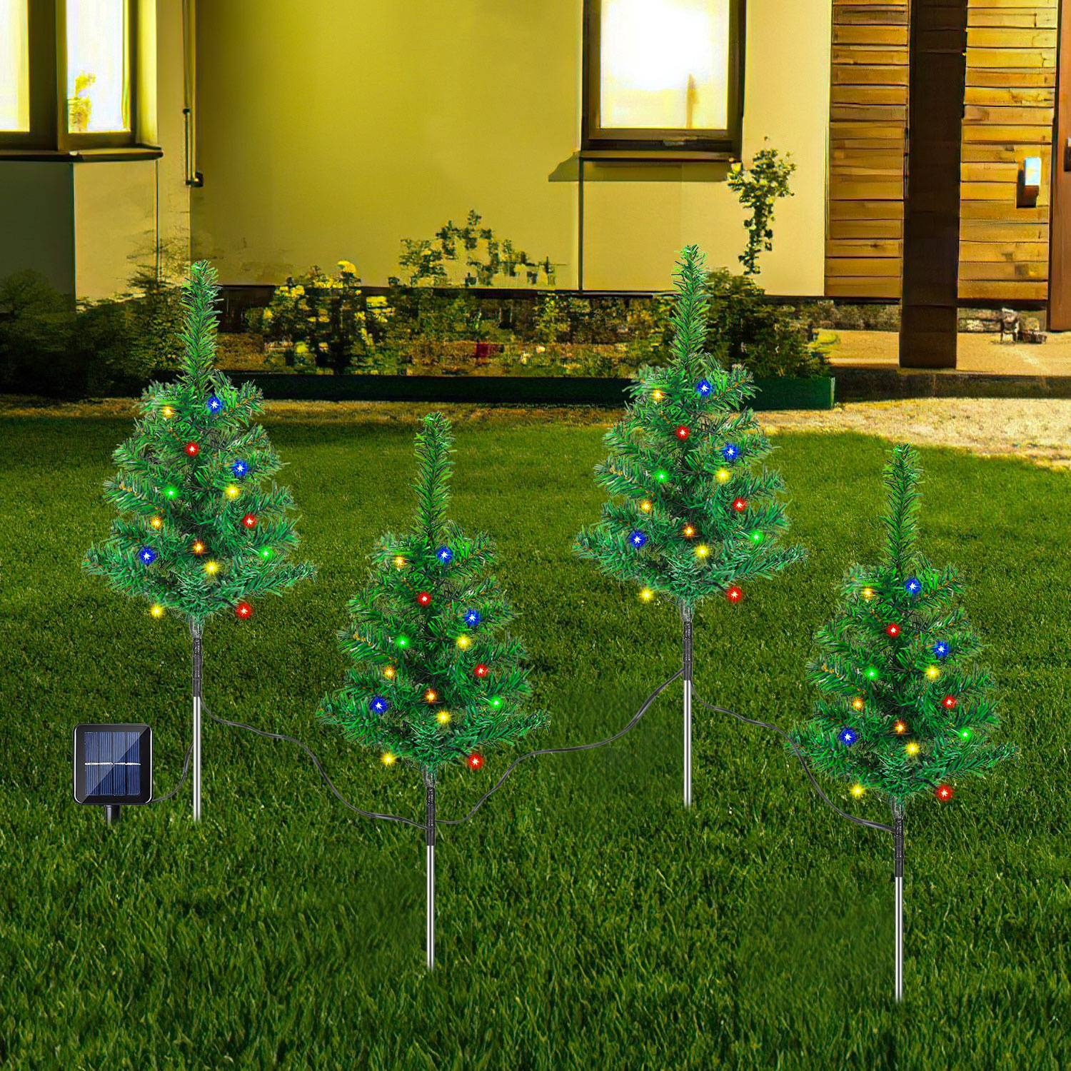 Solar Weihnachtsbaum Bodeneinstecklicht 1-zu-4 4W 8 Leuchtmodi