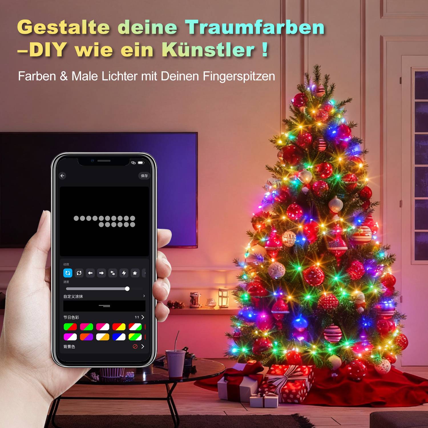 20M 200 LED Lichterkette Warmweiß 10 Lichtmodi Lichterketten Party Garten Deko Weihnachtsbeleuchtung Grünes Kabel