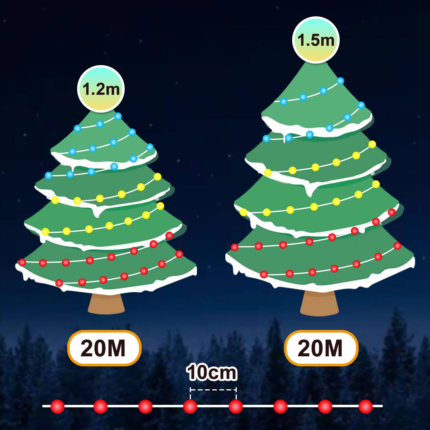 20M 200 LED Lichterkette Warmweiß 10 Lichtmodi Lichterketten Party Garten Deko Weihnachtsbeleuchtung Transparent Kabel