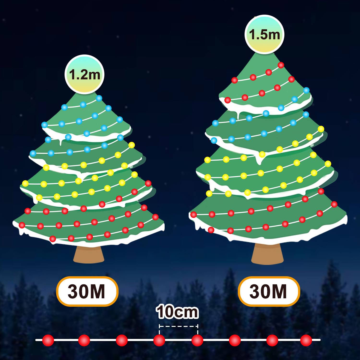 30M 300 LED Lichterkette Kaltweiß 10 Lichtmodi Lichterketten Party Garten Deko Weihnachtsbeleuchtung Transparent Kabel