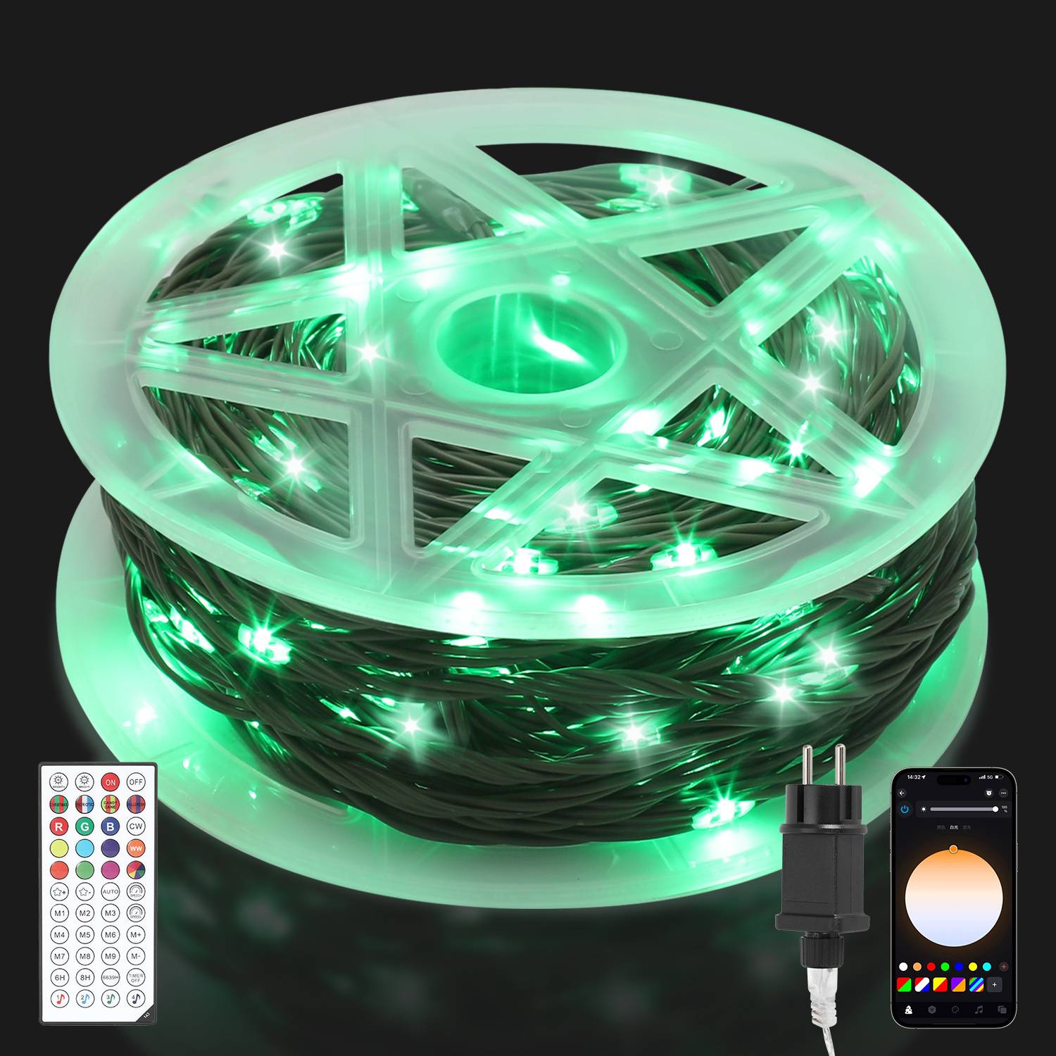 30M 300 LED Lichterkette Kaltweiß 10 Lichtmodi Lichterketten Party Garten Deko Weihnachtsbeleuchtung Grünes Kabel