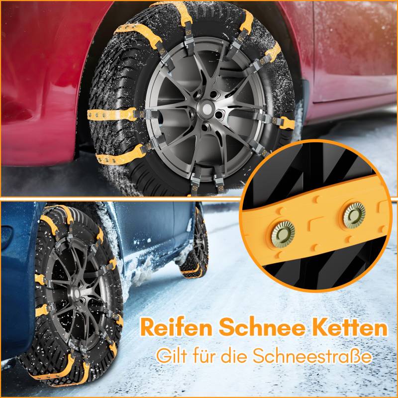 Schneeketten 20 Stück Anfahrhilfe Auto Anti-Rutsch Spikes Universal Reifenketten für Reifenbreite 165-275 mm für meisten PKW LKW SUV
