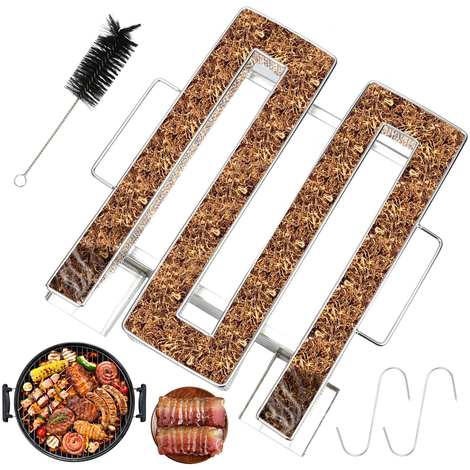 BBQ Räucher - M Typ aus Edelstahl 22,5x17,5x4,5cm, Kaltraucherzeuger Kaltrauchgenerator Kalträuchern Smoker Räuchern