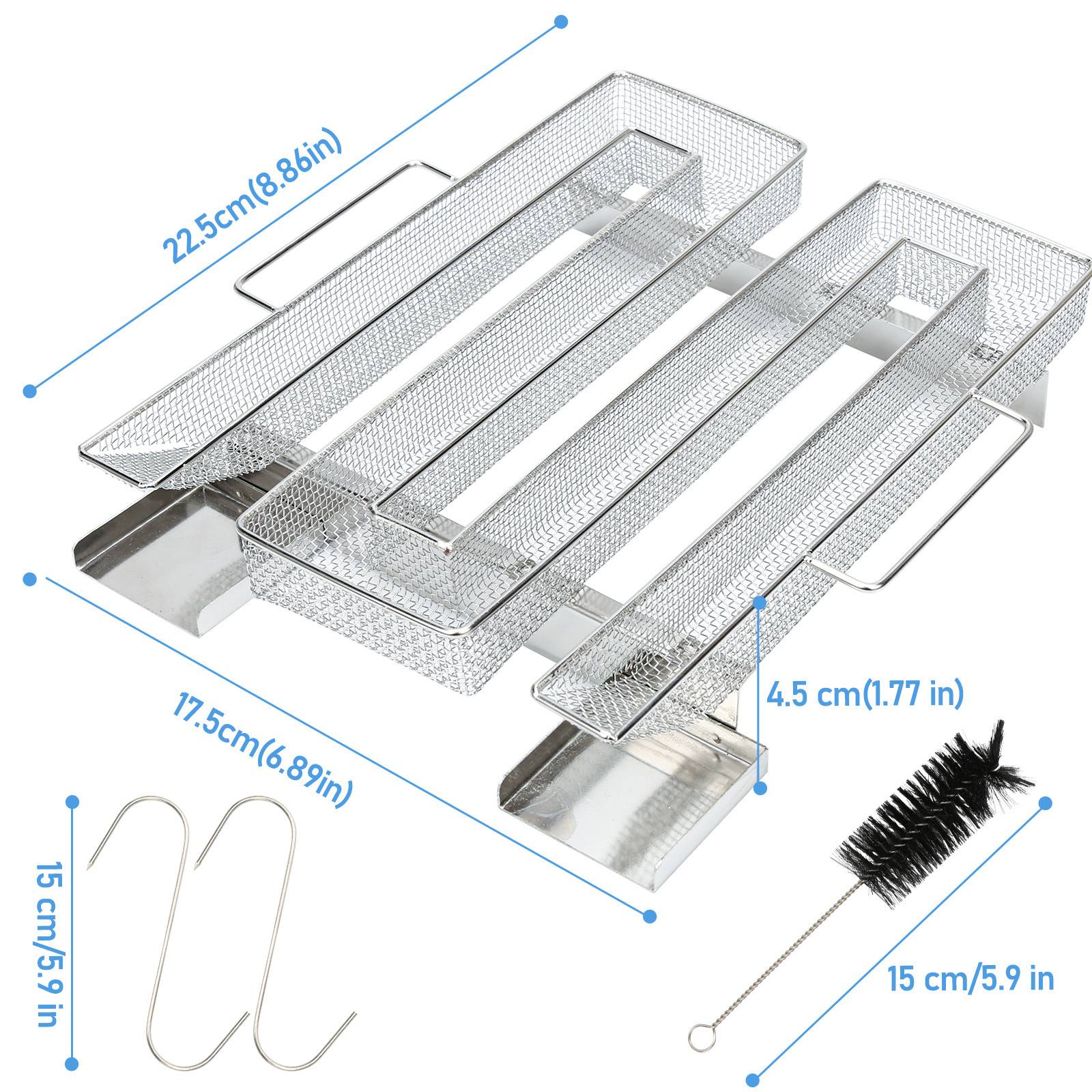 BBQ Räucher - M Typ aus Edelstahl 22,5x17,5x4,5cm, Kaltraucherzeuger Kaltrauchgenerator Kalträuchern Smoker Räuchern