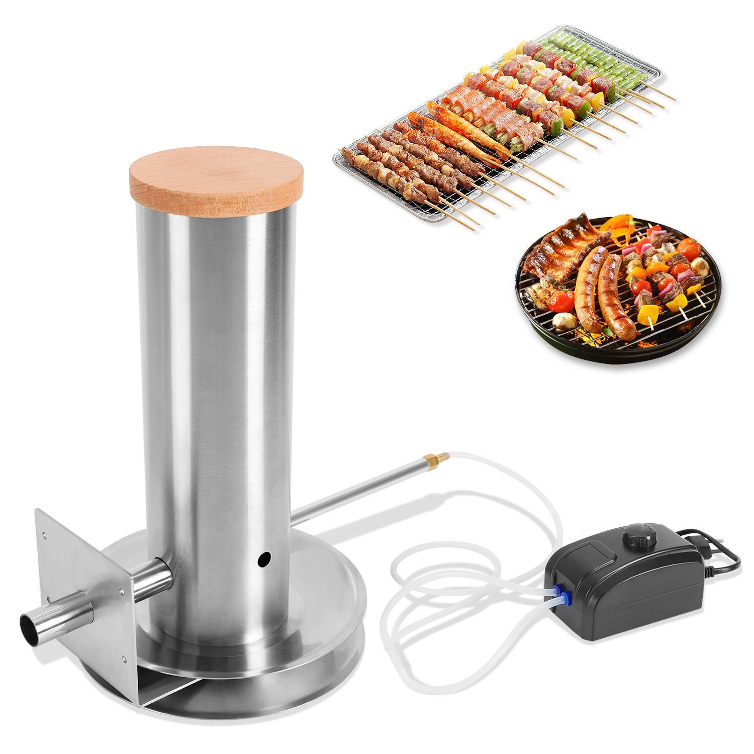 Elektrischer Pump Rauchrohr Edelstahl Kaltrauchgenerator 1,7 Liter Volumen Räuchergerät Kaltraucherzeuger BBQ Rauch-Erzeuger Grill