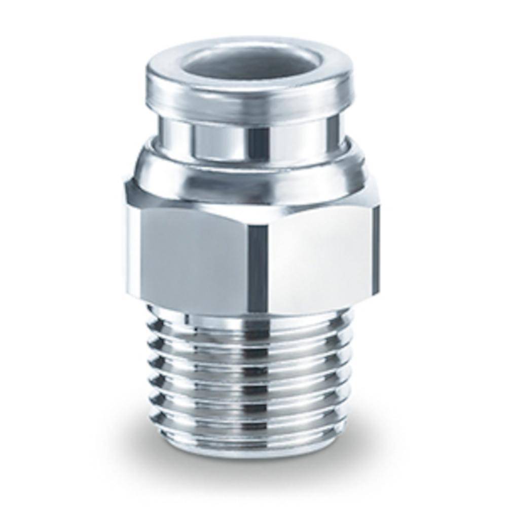 SMC Gerade Steckverschraubung KQB2H06-G01 - Messing/Edelstahl - mit Gewindeabdichtung - Schlauch-Außen-Ø 6 mm - AG R 1/8" - Preis per Stück