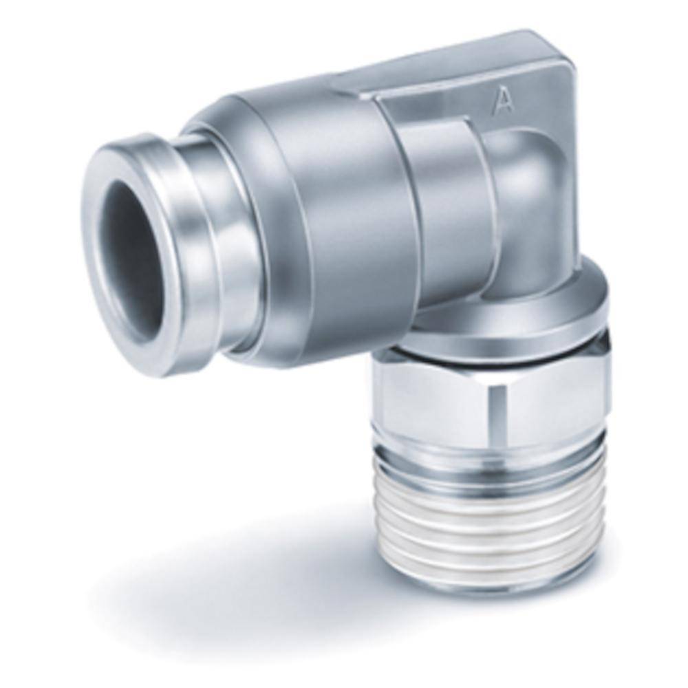 Einschraubwinkel KQB2L08-01-F - Messing/Edelstahl - FDA-konform - Schlauch-Außen-Ø 8 mm - AG R 1/8" - Preis per Stück