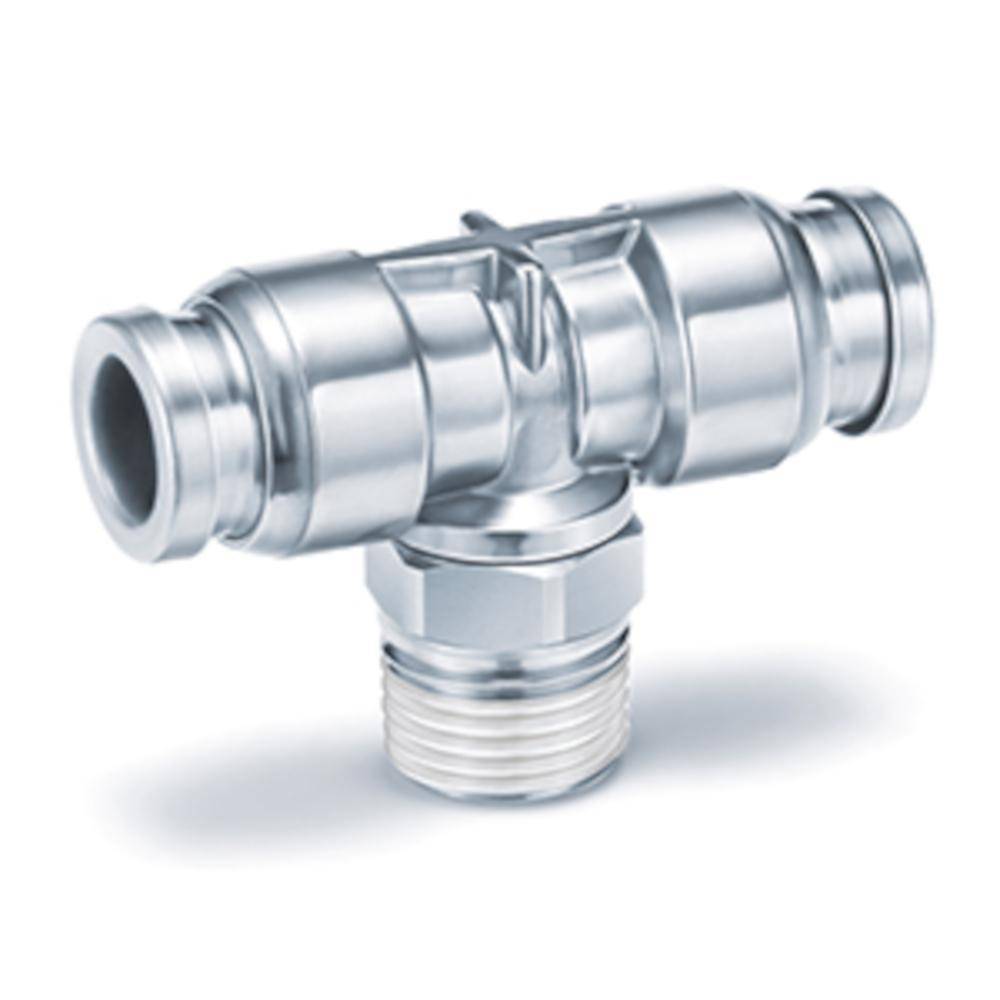 T-Steckverschraubung KQB2T06-M5 - Messing/Edelstahl - FDA-konform - Schlauch-Außen-Ø 6 mm - AG M5 - Preis per Stück