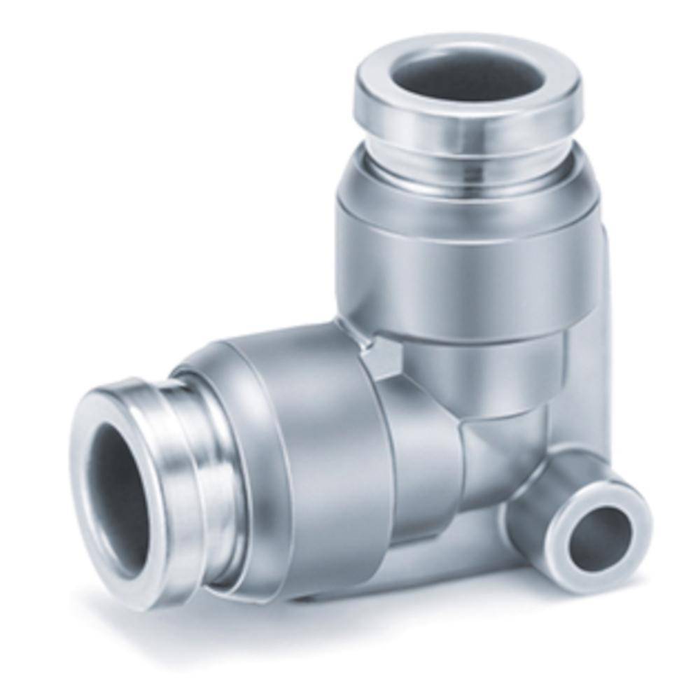 Winkel-Steckverbindung KQB2L12-00-F - Messing/Edelstahl - FDA-konform - Schlauch-Außen-Ø 12 mm - Preis per Stück