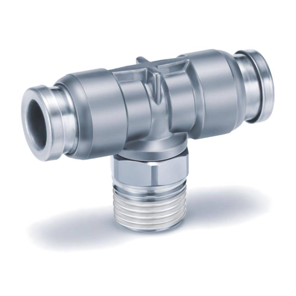 SMC T-Steckverschraubung mit Außengewinde KQG2T16-04S - Edelstahl - Schlauch-Außen-Ø 16 mm - AG R 1/2" - Preis per Stück