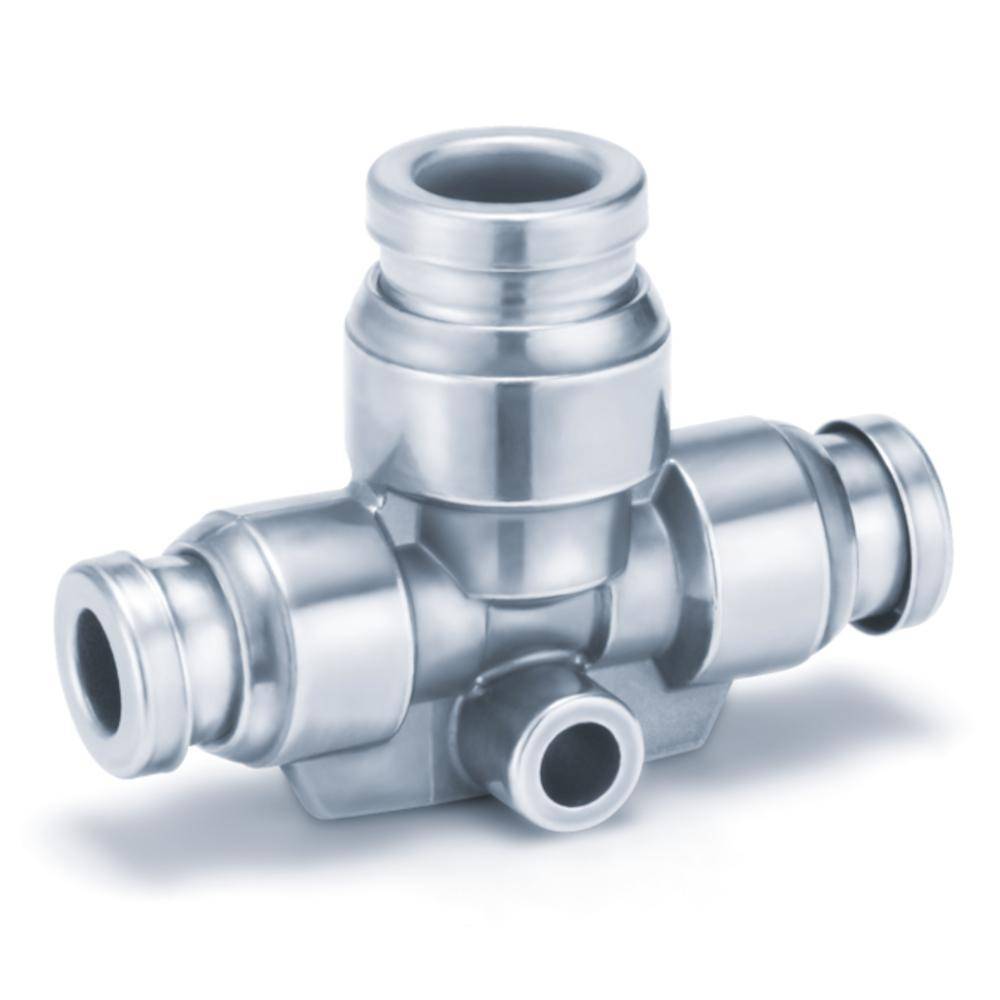 SMC T-Steckverschraubung KQG2T08-10 - Edelstahl - Schlauch-Außen-Ø 8 auf 10 mm - Preis per Stück