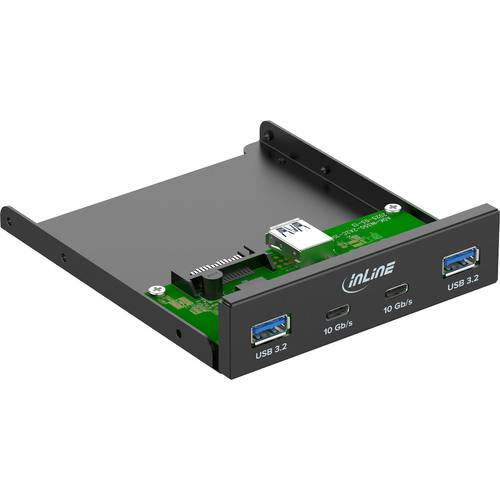 InLine® 3,5 Front Panel, 2x USB-A + 2x USB-C, 10 Gb/s, Metall, schwarz I/O-Karten / Frontpanel /