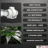 100mm Turboventilator Grow Abluft Lüfter Rohrventilator für Growbox Growzelt 100mm Turboventilator Grow Abluft Lüfter Rohrventilator für Growbox Growzelt