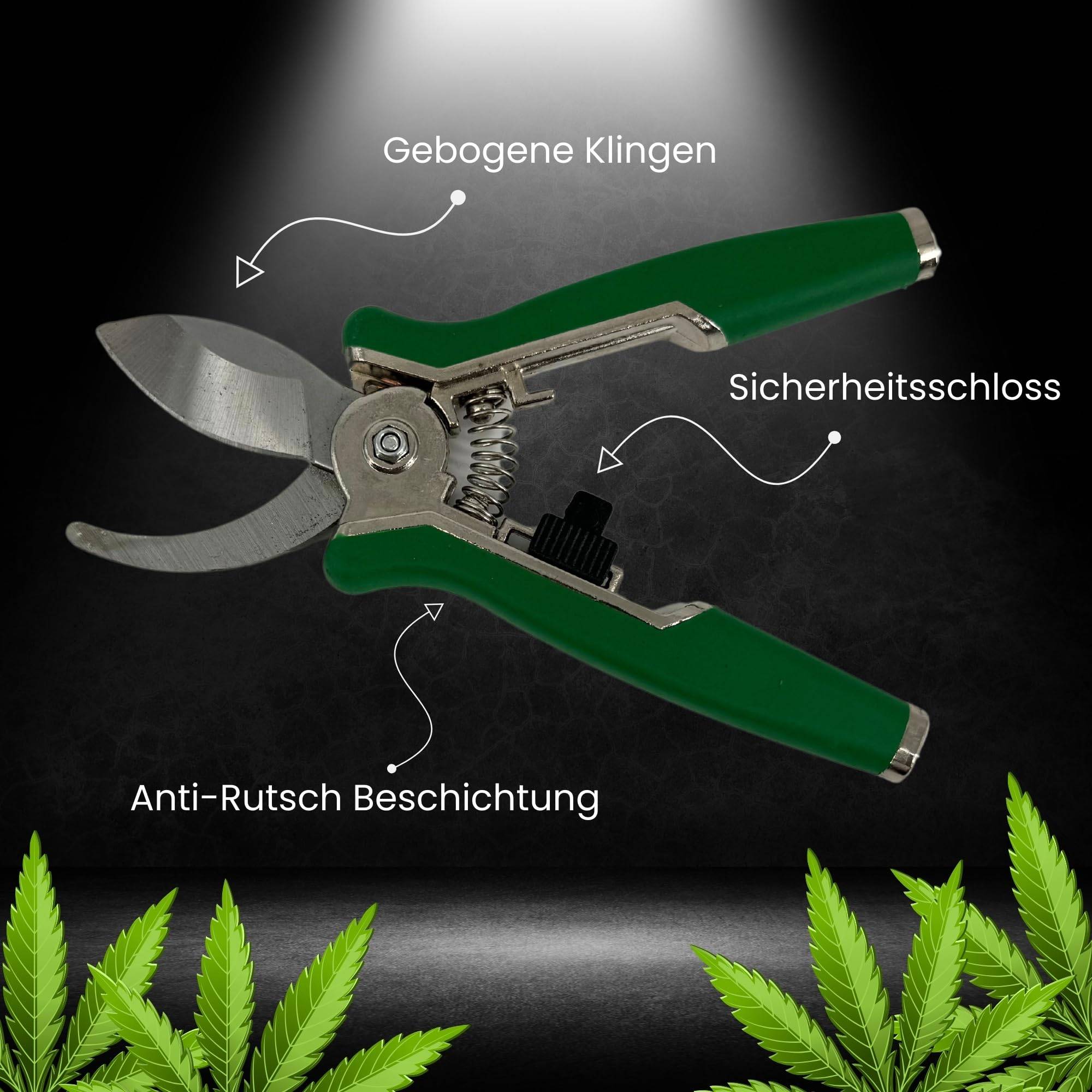 Premium Grow Ernteschere + Trimmschere Set Gartenschere Schere gerade für Eigenanbau Growbox Zelt Trimmen Trimmer Planzen Erntehelfer Knipser