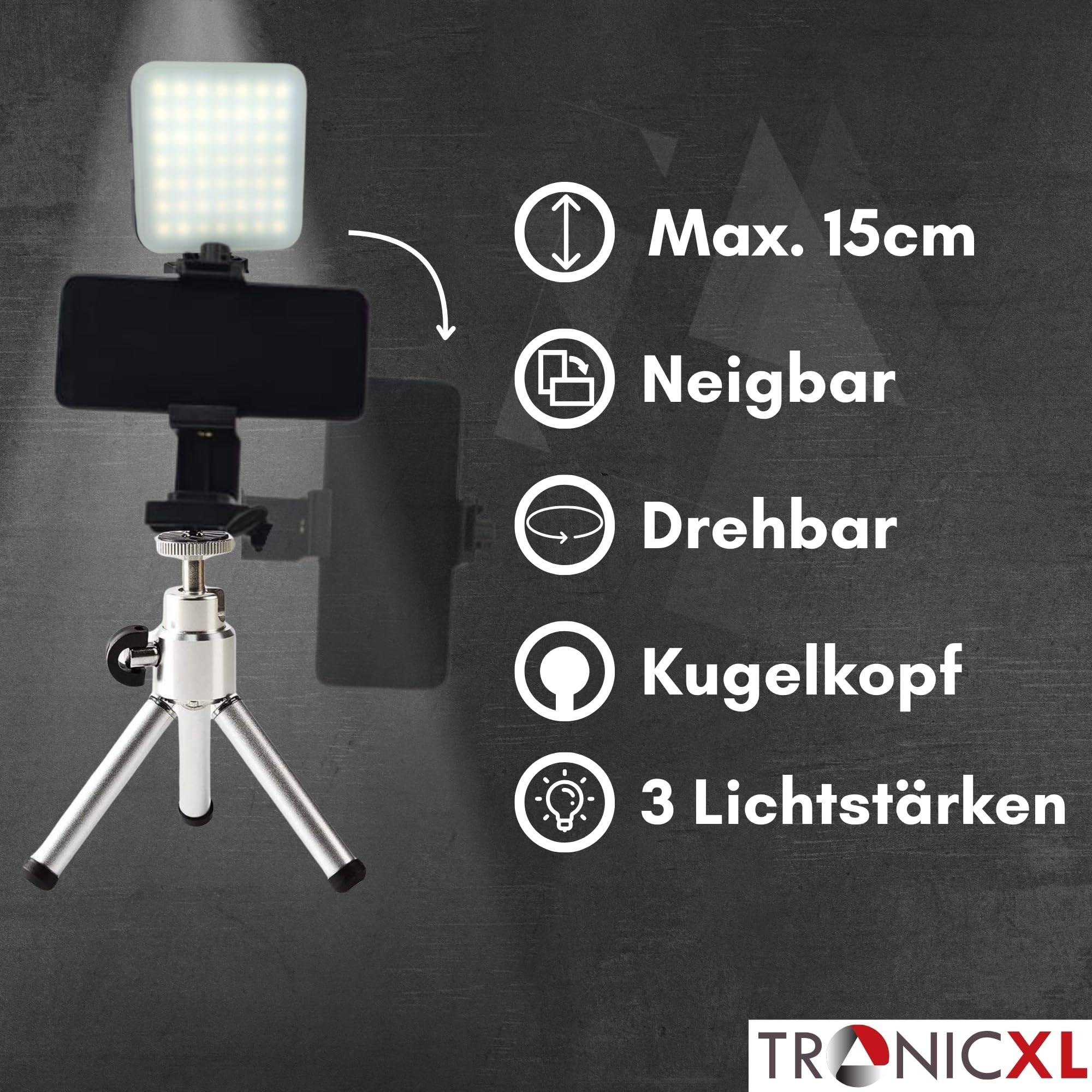 Mini Smartphone Stativ mit Licht Influencer Tripod drehbar mit LED Lampe Ständer Halterung