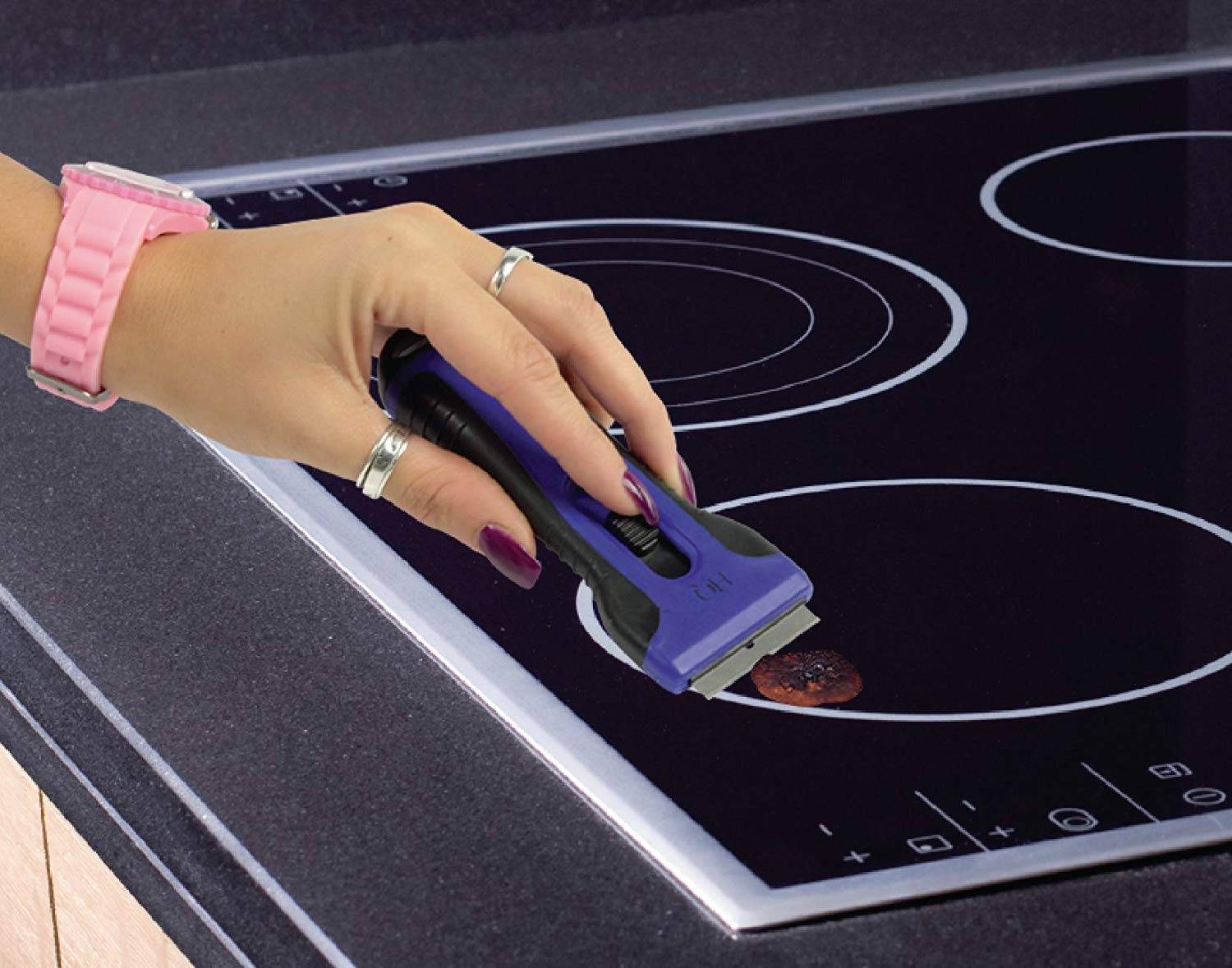 Set 2 Stück für Glas Keramik Kochfeld Schaber Reiniger Ergonomisch Kochfeldschaber (Schaber Set)