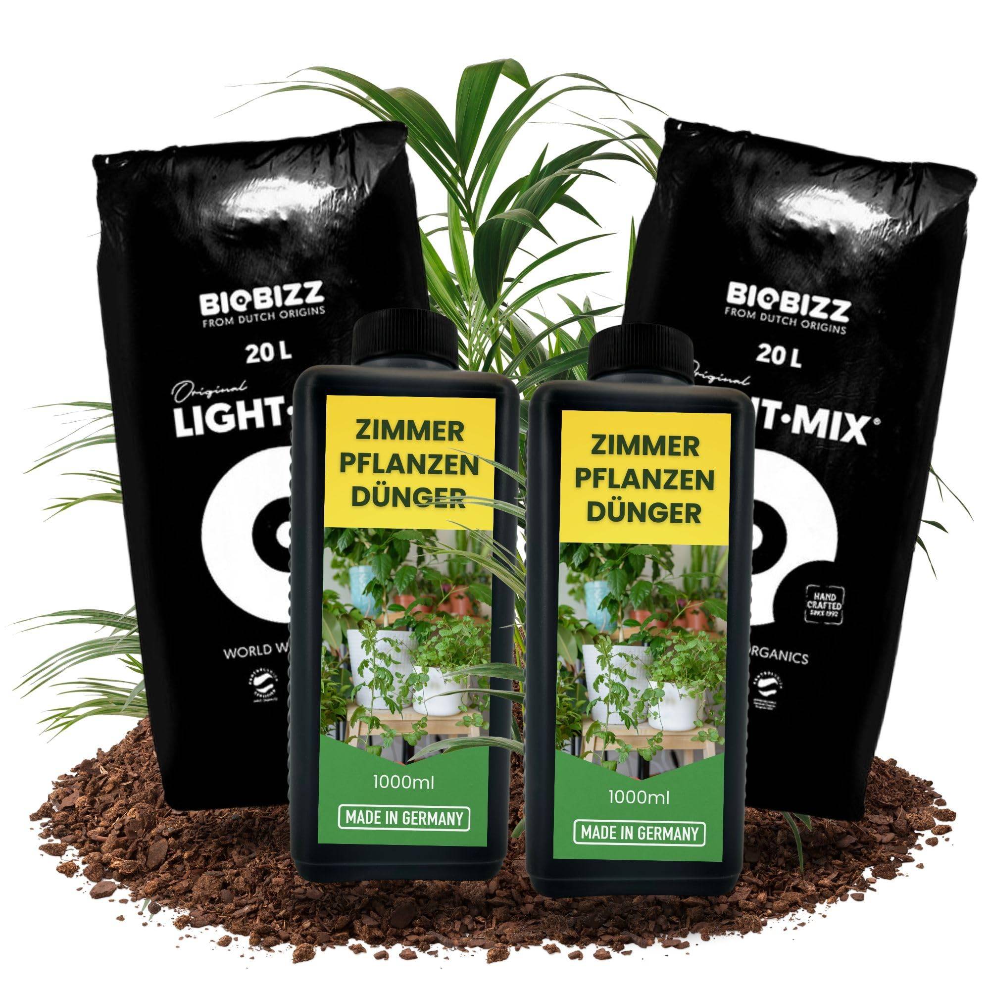 2L Zimmerpflanzendünger + 40 Liter Erde Universal Grünpflanzen Dünger flüssig 1000ml Flüssigdünger Zimmerpflanzen dünger Grünpflanzendünger W