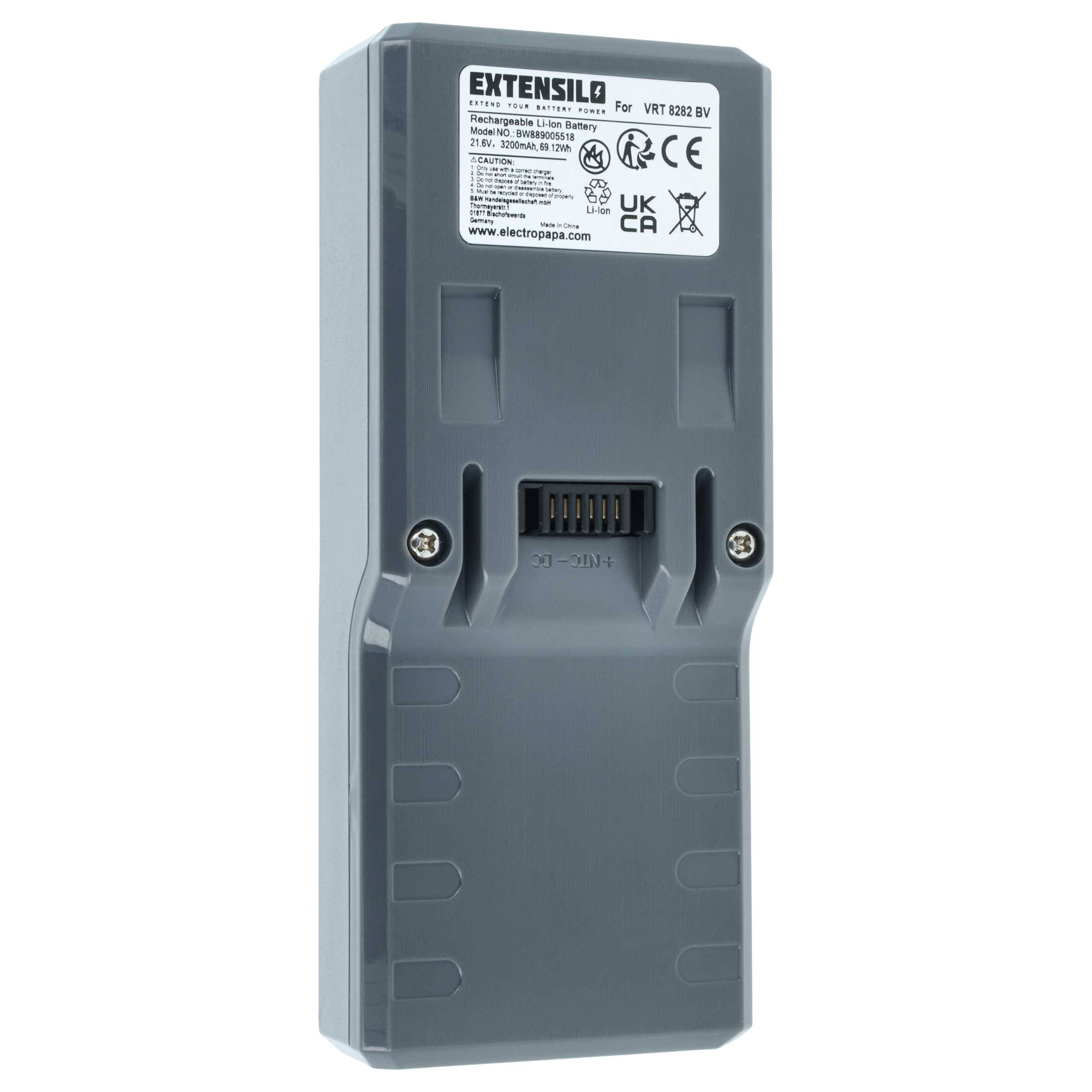 EXTENSILO Akku kompatibel mit Hoover BH52210, BH52212, BH52200, BH52200CDI, 33201619, Cruise Ultra Light Staubsauger (3,2 Ah, 21,6 V, Li-Ion)