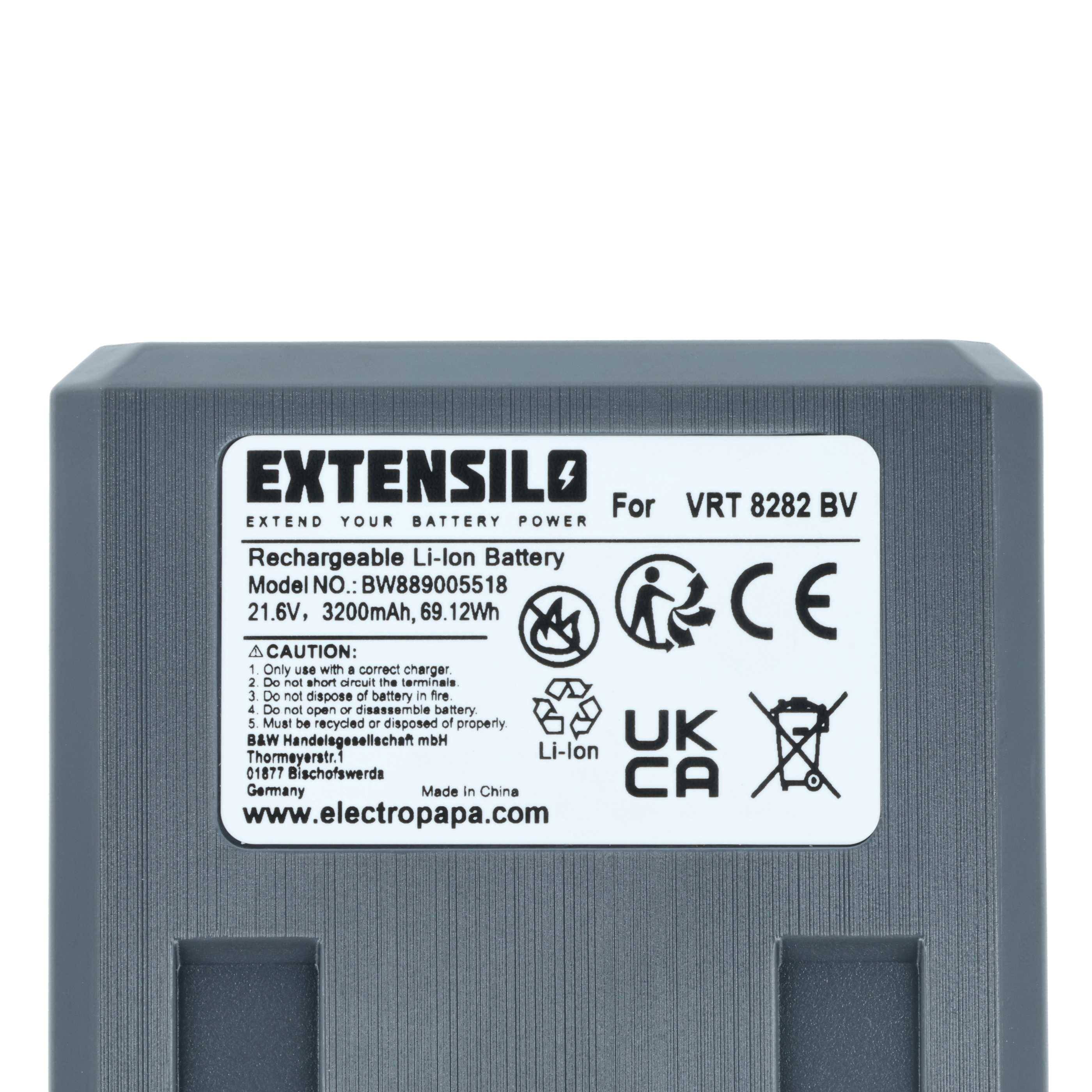 EXTENSILO Akku kompatibel mit Hoover BH52210, BH52212, BH52200, BH52200CDI, 33201619, Cruise Ultra Light Staubsauger (3,2 Ah, 21,6 V, Li-Ion)