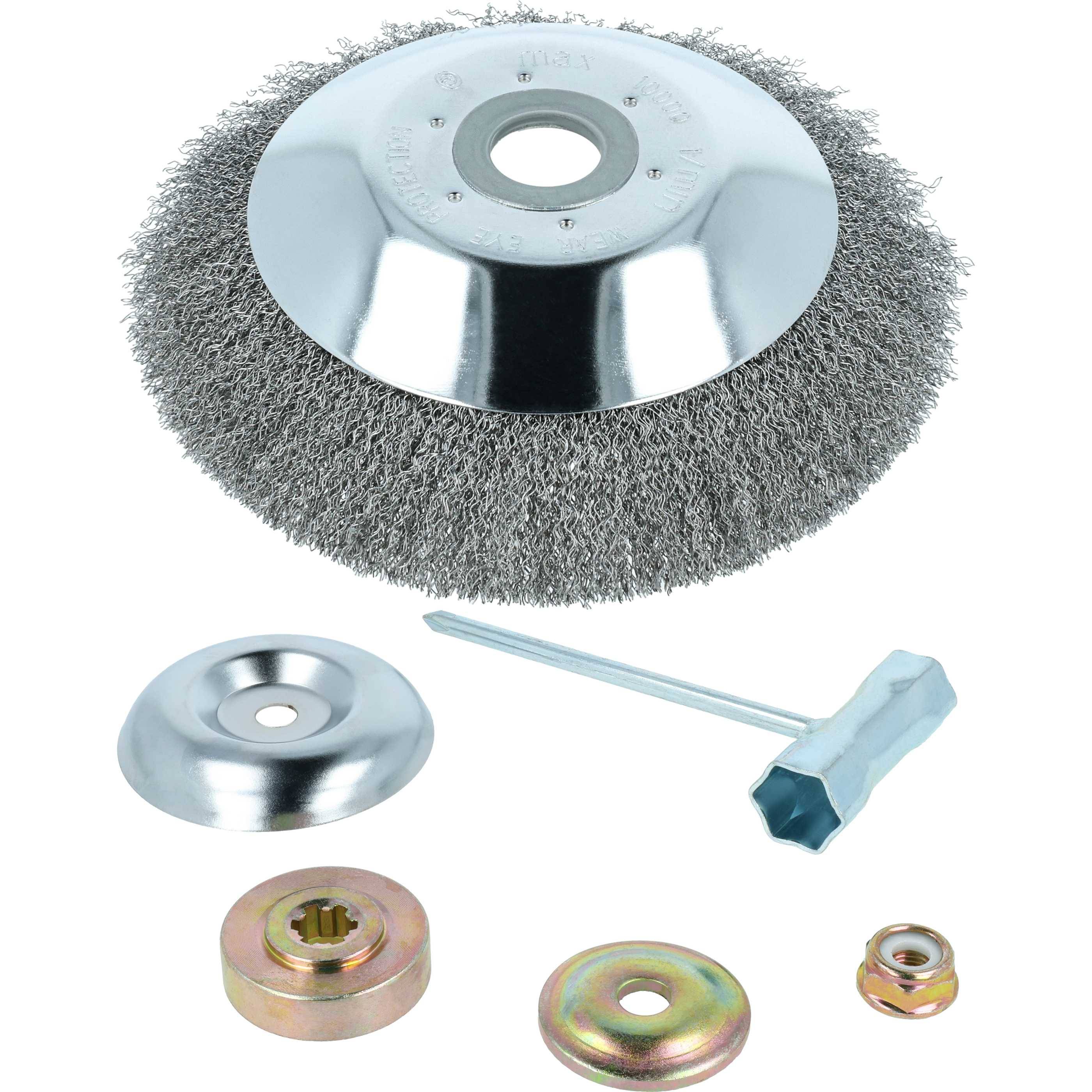 vhbw Soft-Unkrautbürste kompatibel mit Kawasaki KBH27 Gartengerät, Freischneider - Feinmaschig, Mit Zubehör-Set