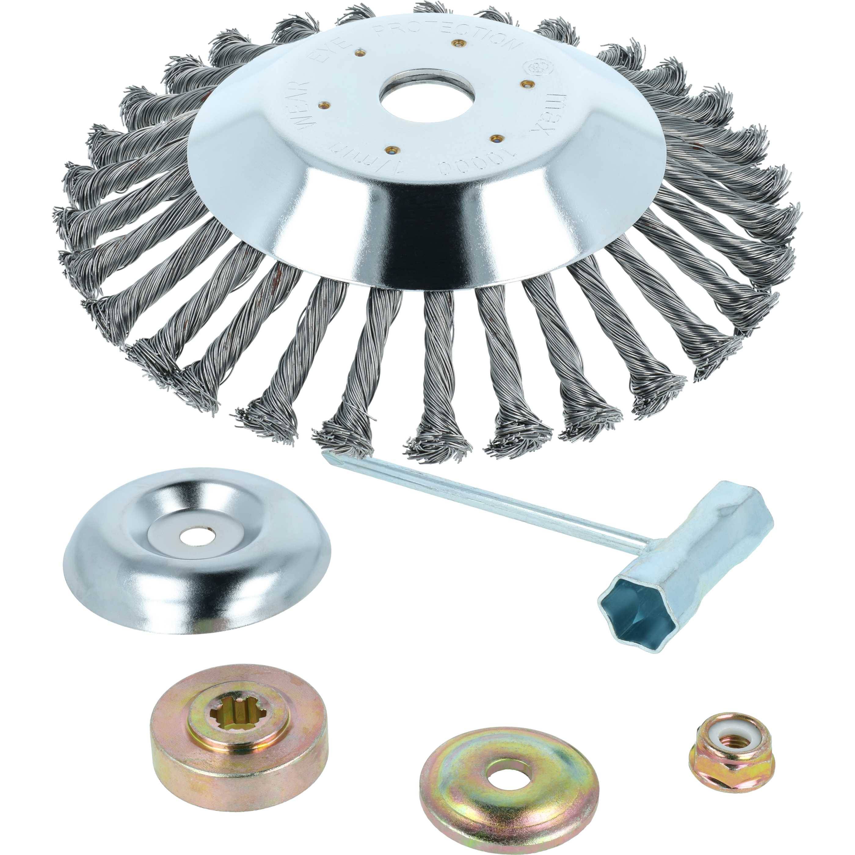 vhbw Metall-Unkrautbürste kompatibel mit Honda 435, 431, UMK425 Gartengerät, Freischneider - Mit Zubehör-Set