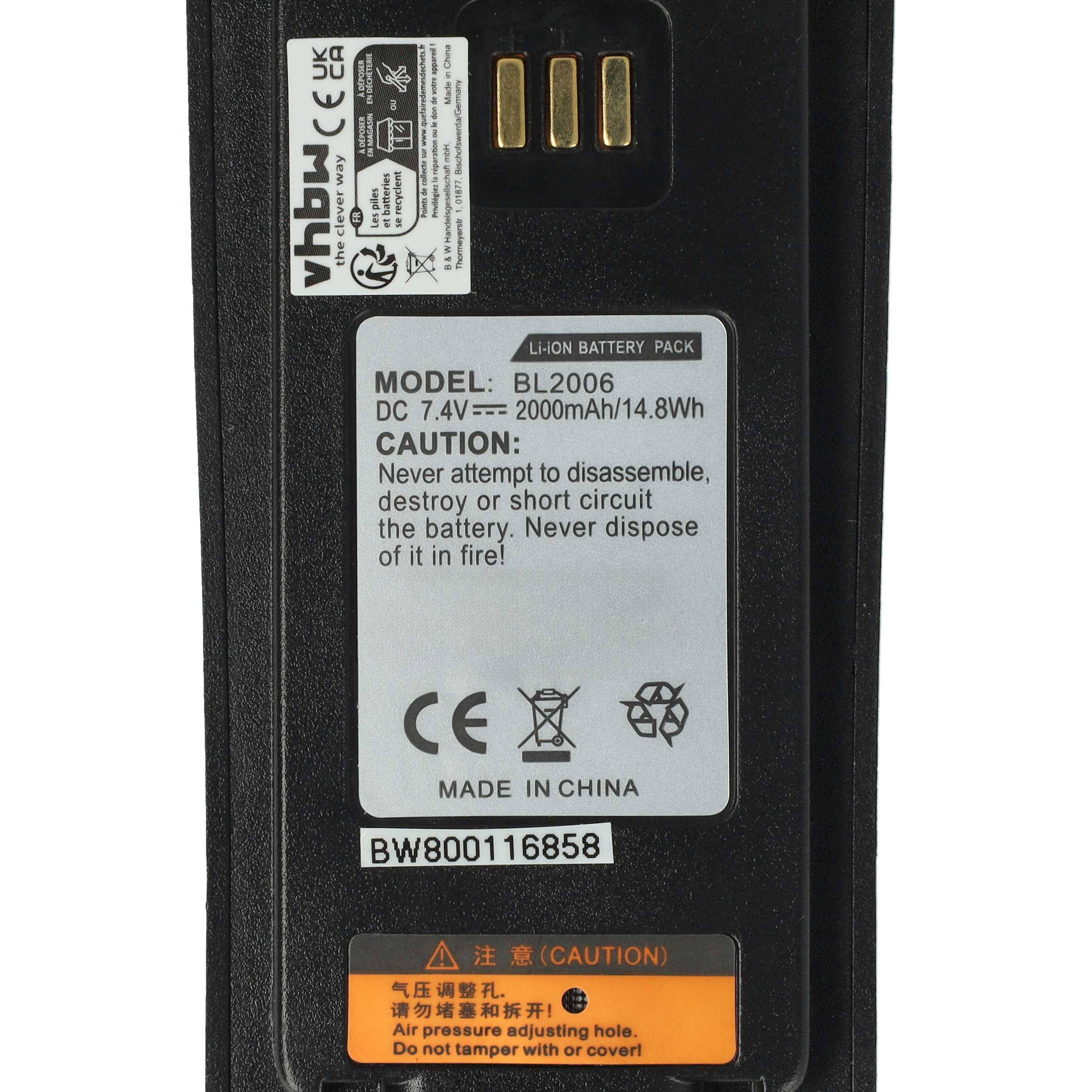 vhbw 5x Akku kompatibel mit HYT PD-708, PD70XG, PD780, PD-780, PD706V-1, PD70X, PD706U-1, PD706U-2 Funkgerät, Walkie Talkie (2000 mAh, 7,4