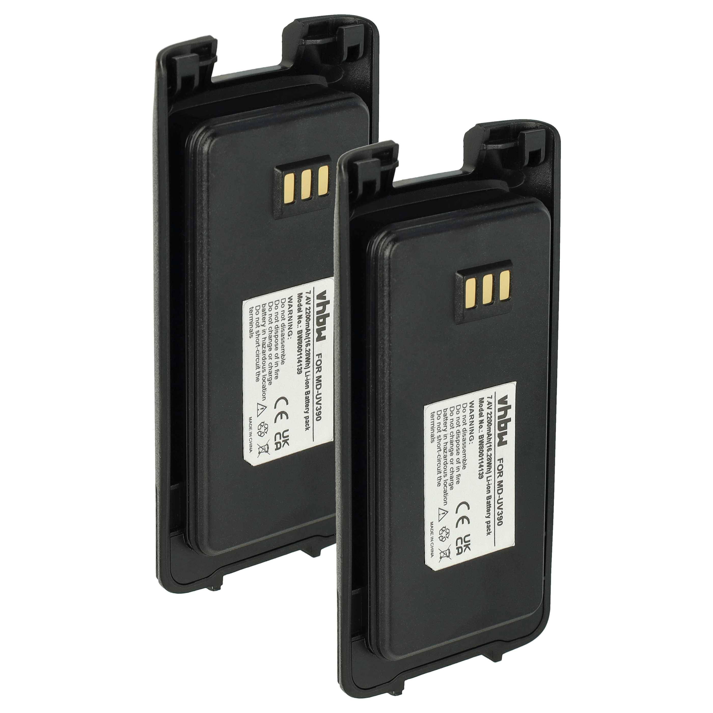 vhbw 2x Akku Ersatz für Smartcom BL50 für Funkgerät, Walkie Talkie (2200 mAh, 7,4 V, Li-Ion)