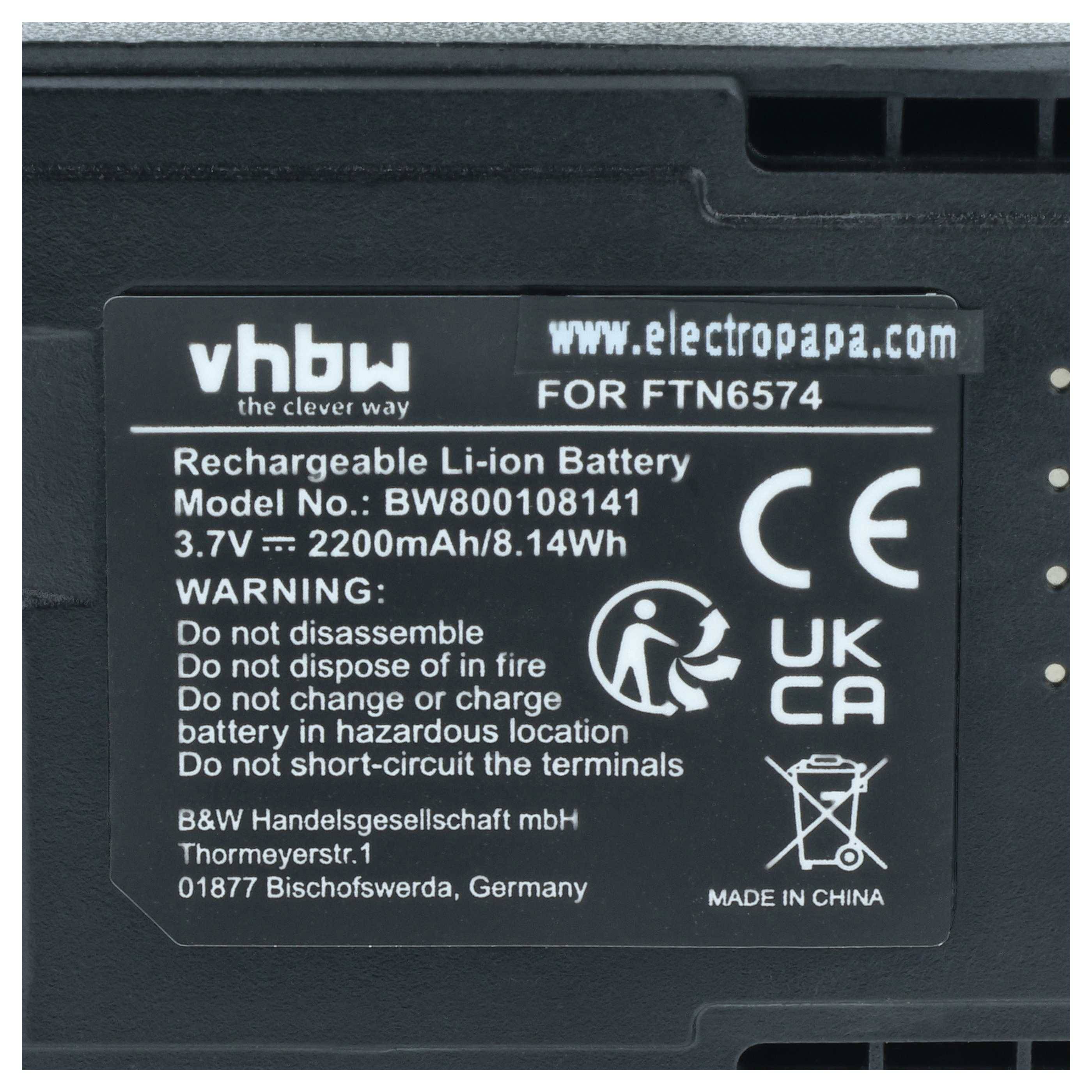 vhbw Akku Ersatz für Motorola PMNN4351B, PMNN6074 für Funkgerät, Walkie Talkie (2200 mAh, 3,7 V, Li-Ion)
