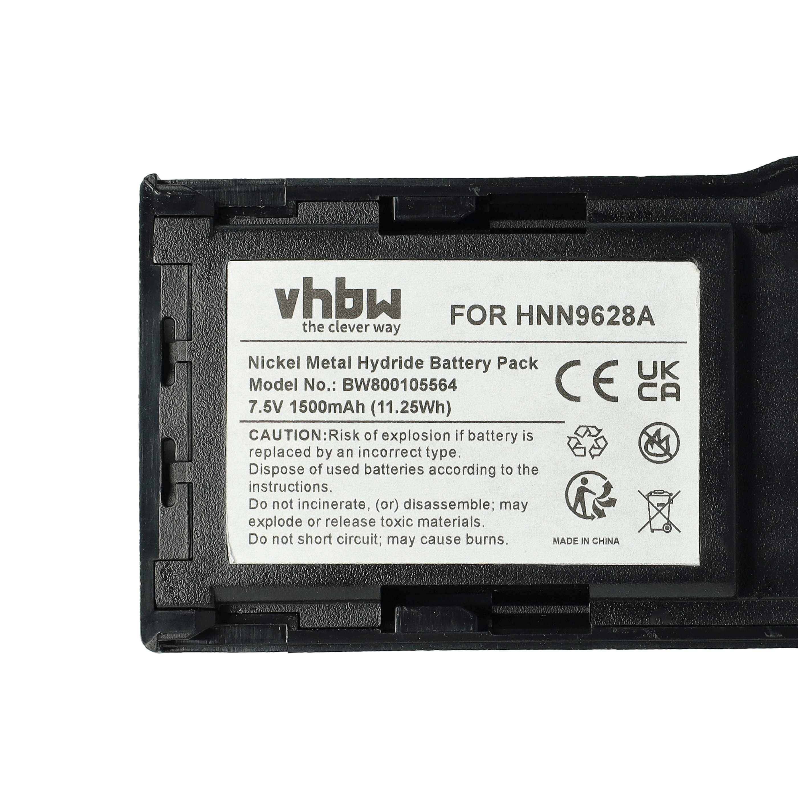 vhbw 5x Akku Ersatz für Motorola HNN9628R, HNN9701A, HNN9628C für Funkgerät, Walkie Talkie (1500 mAh, 7,5 V, NiMH) + Gürtelclip