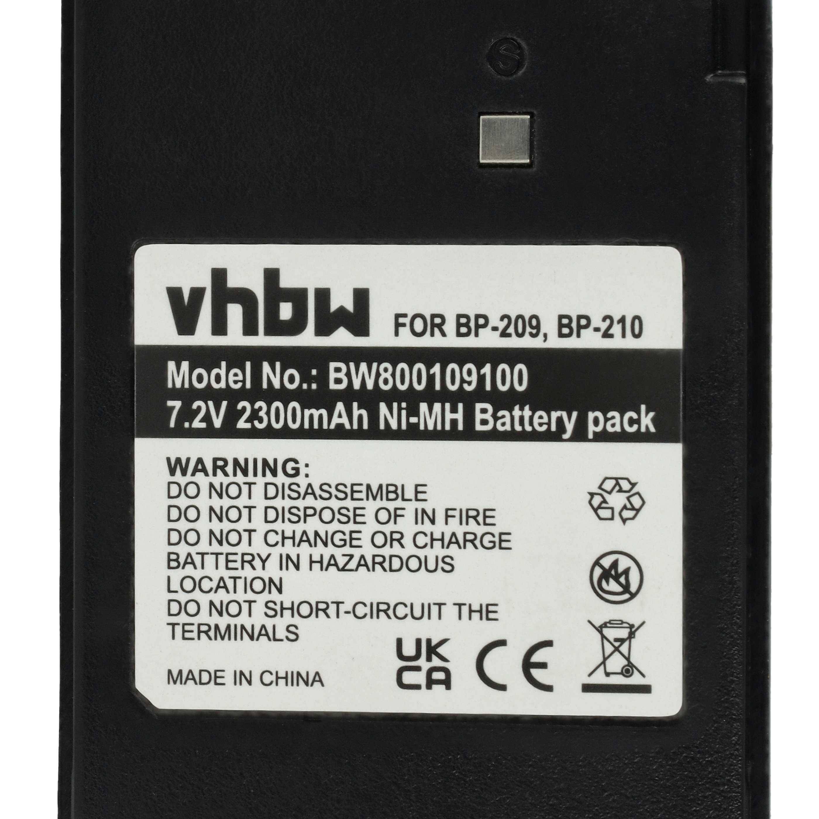vhbw 2x Akku kompatibel mit Icom IC-F30GS, IC-F30GT, IC-F22SR, IC-F30FS Funkgerät, Walkie Talkie (2300 mAh, 7,2 V, NiMH) + Gürtelclip