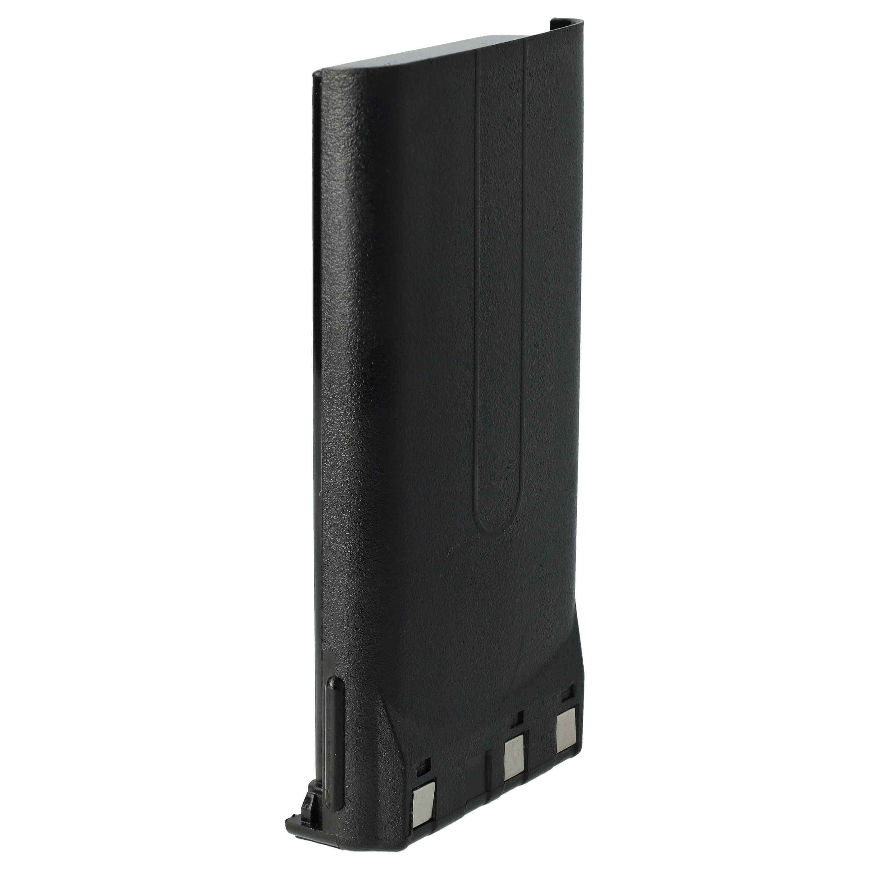 Eine schwarze, rechteckige Batterie mit drei Metallkontaktpunkten an der unteren Kante, die für bestimmte elektronische Geräte entwickelt wurde.