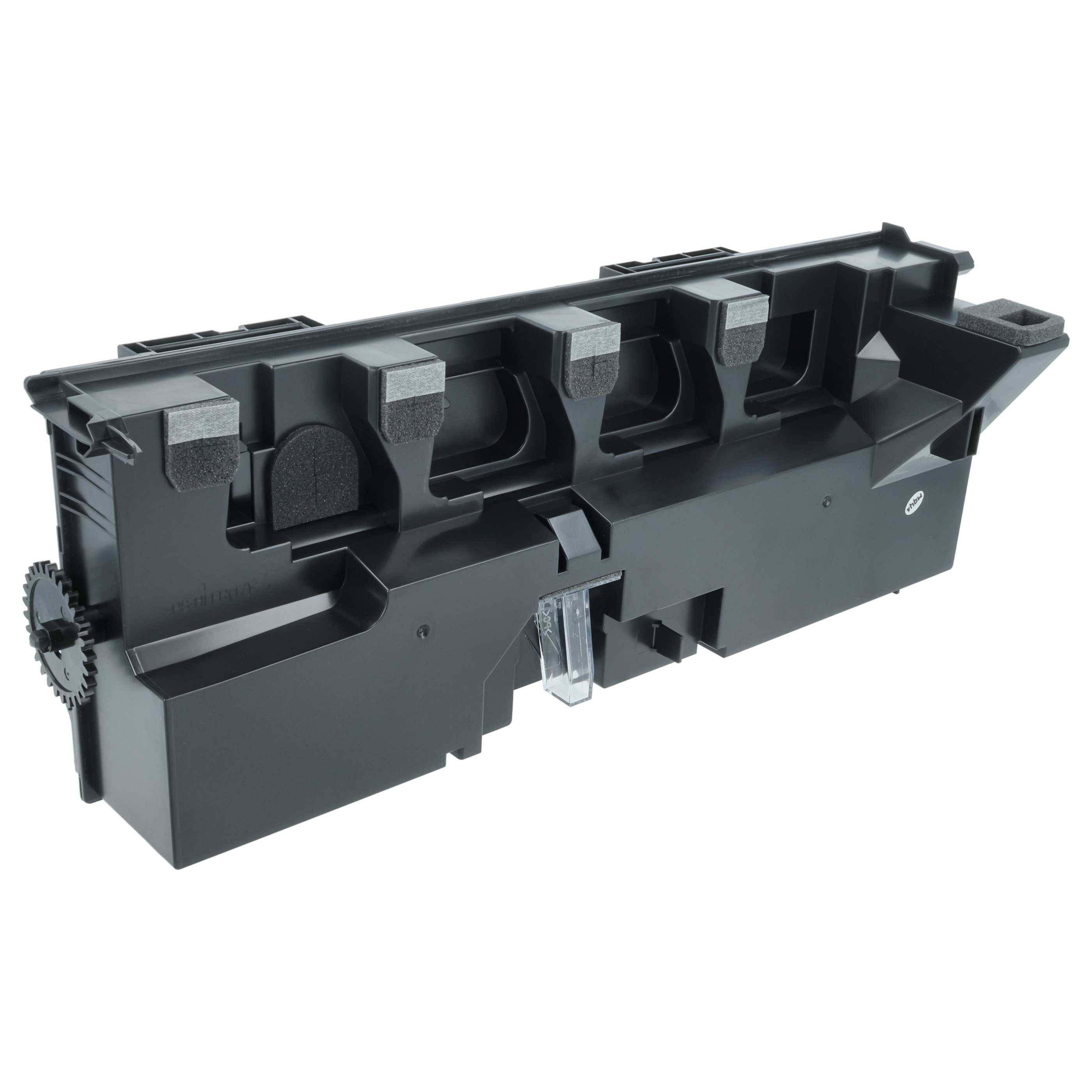 Eine schwarze Druckertoner-Kartusche mit mehreren Kammern und einem Zahnrad an der Seite, die für bestimmte Drucker entwickelt wurde.