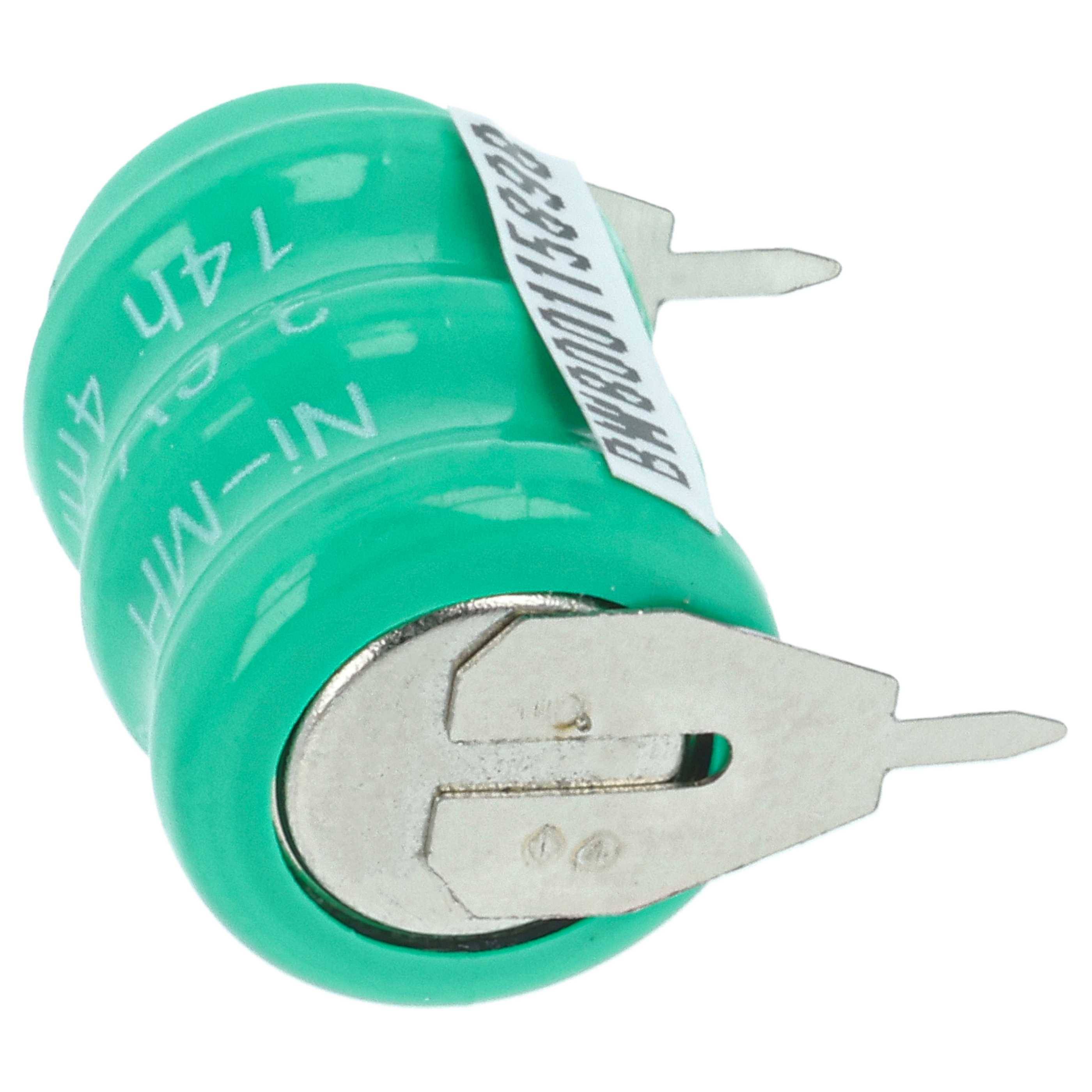 Grüne Batteriezelle mit Metallkontakten, beschriftet mit 'BN6007' und '1,2V NI-MH'.