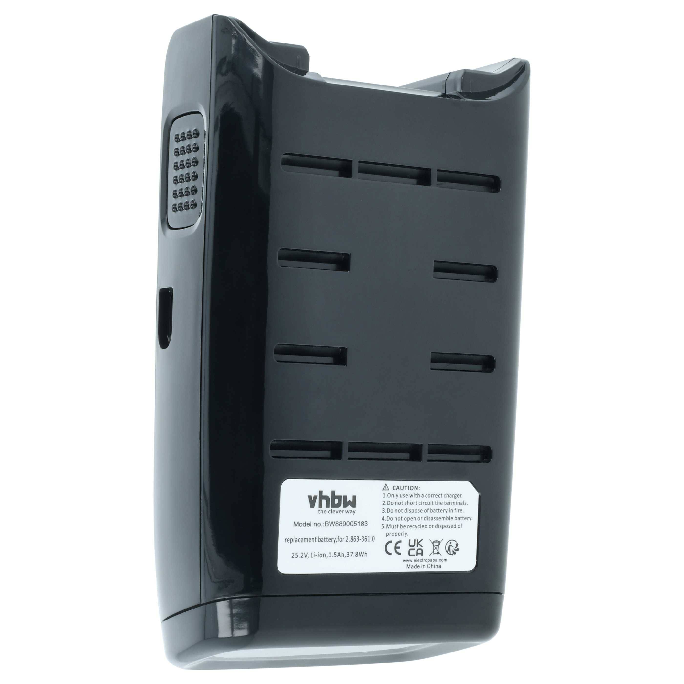 vhbw Akku kompatibel mit Kärcher VC 6 Cordless Premium ourFamily, Cordless ourFamily Pet Home Cleaner Heimroboter Schwarz (1500 mAh, 25,2 V, Li-Ion)