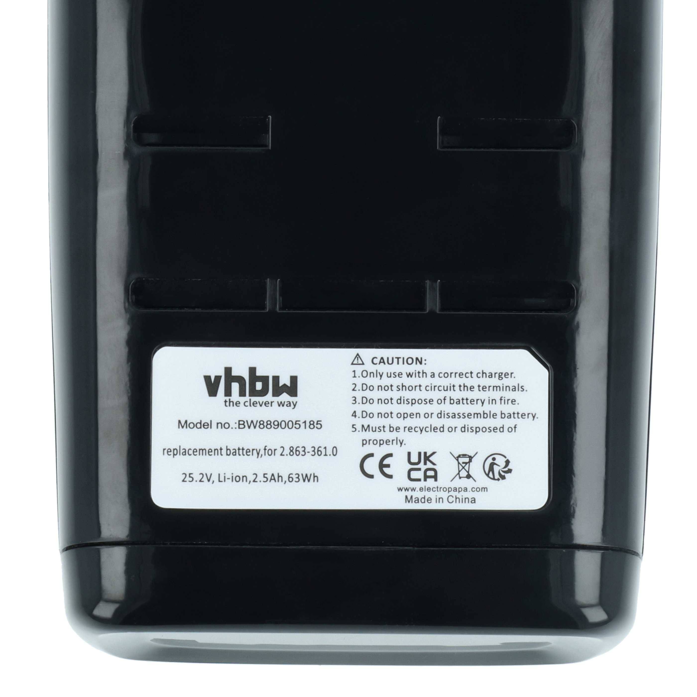 vhbw Akku kompatibel mit Kärcher VC 7 Cordless yourMax, Signature Line Home Cleaner Heimroboter Schwarz (2500 mAh, 25,2 V, Li-Ion)