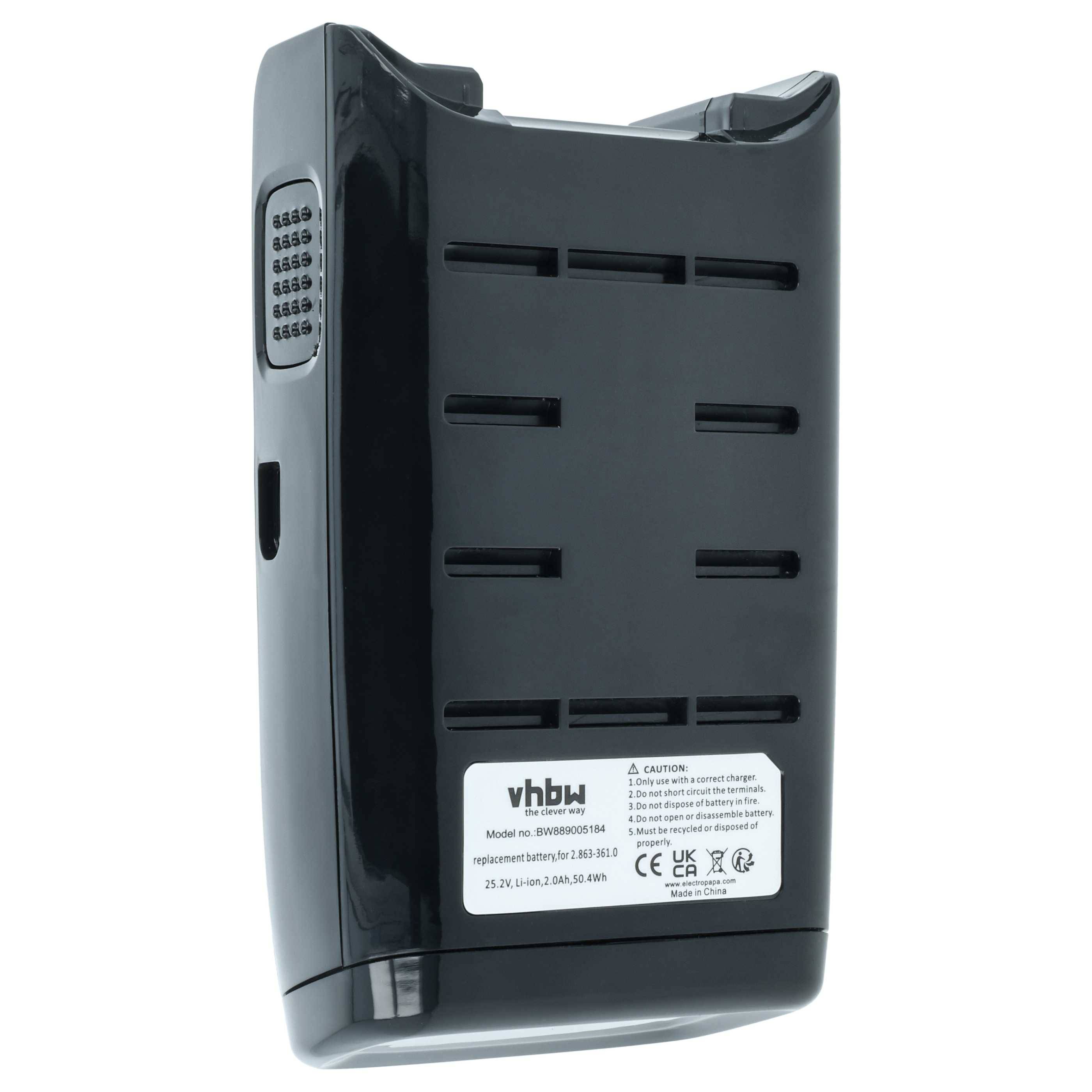 vhbw Akku kompatibel mit Kärcher VC 7 Cordless yourMax, Signature Line Home Cleaner Heimroboter Schwarz (2000 mAh, 25,2 V, Li-Ion)