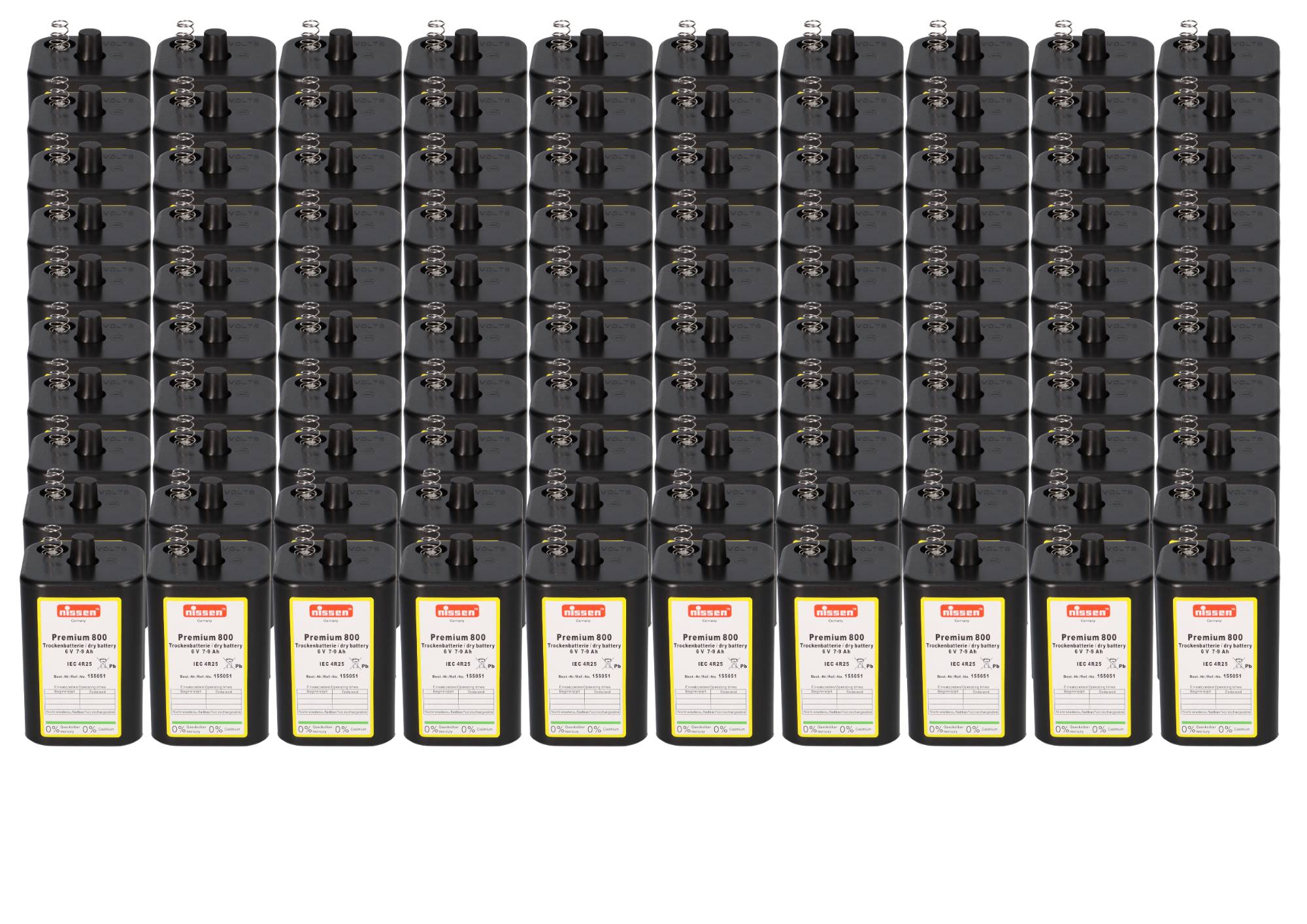 Nissen 4R25 Premium 800 6V 7–9Ah Trockenbatterie 100er-Set