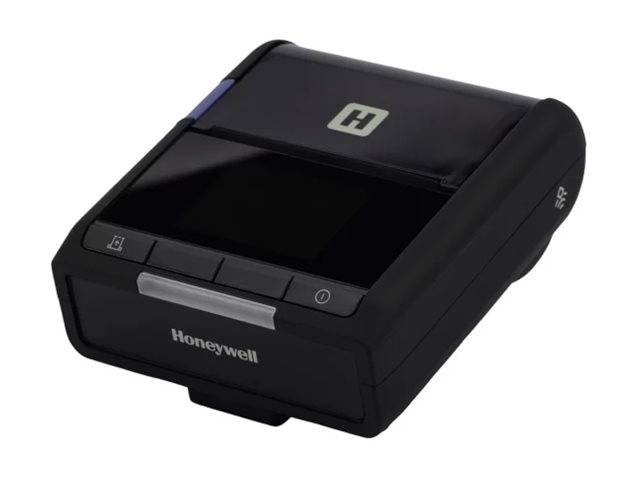 Ein tragbarer Drucker von Honeywell, schwarz mit kompaktem Design und Bedienungstasten an der Vorderseite.