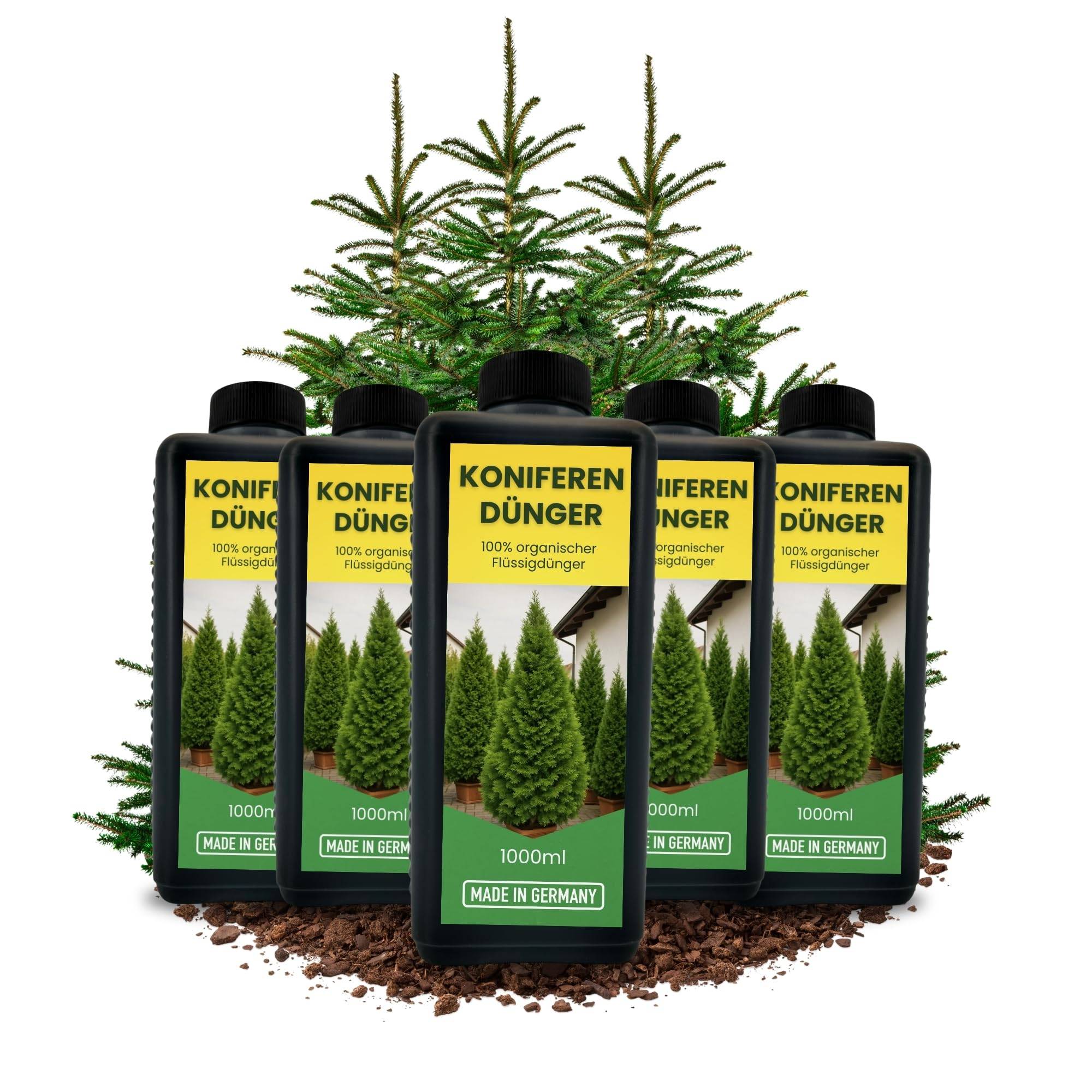 5x 1L Langzeit Koniferendünger organisch I Organischer Flüssig Dünger Koniferen 5 Liter für Thuja Occidentalis Kiefern Fichten Tannen Lärchen Dou