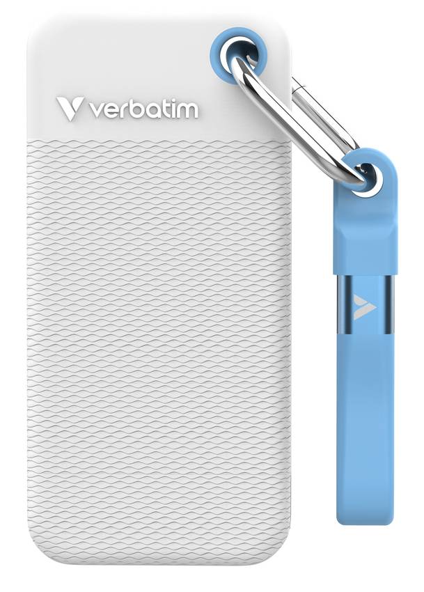 SSD 1TB Verbatim Pocket incl. two sleeves white & light blue
