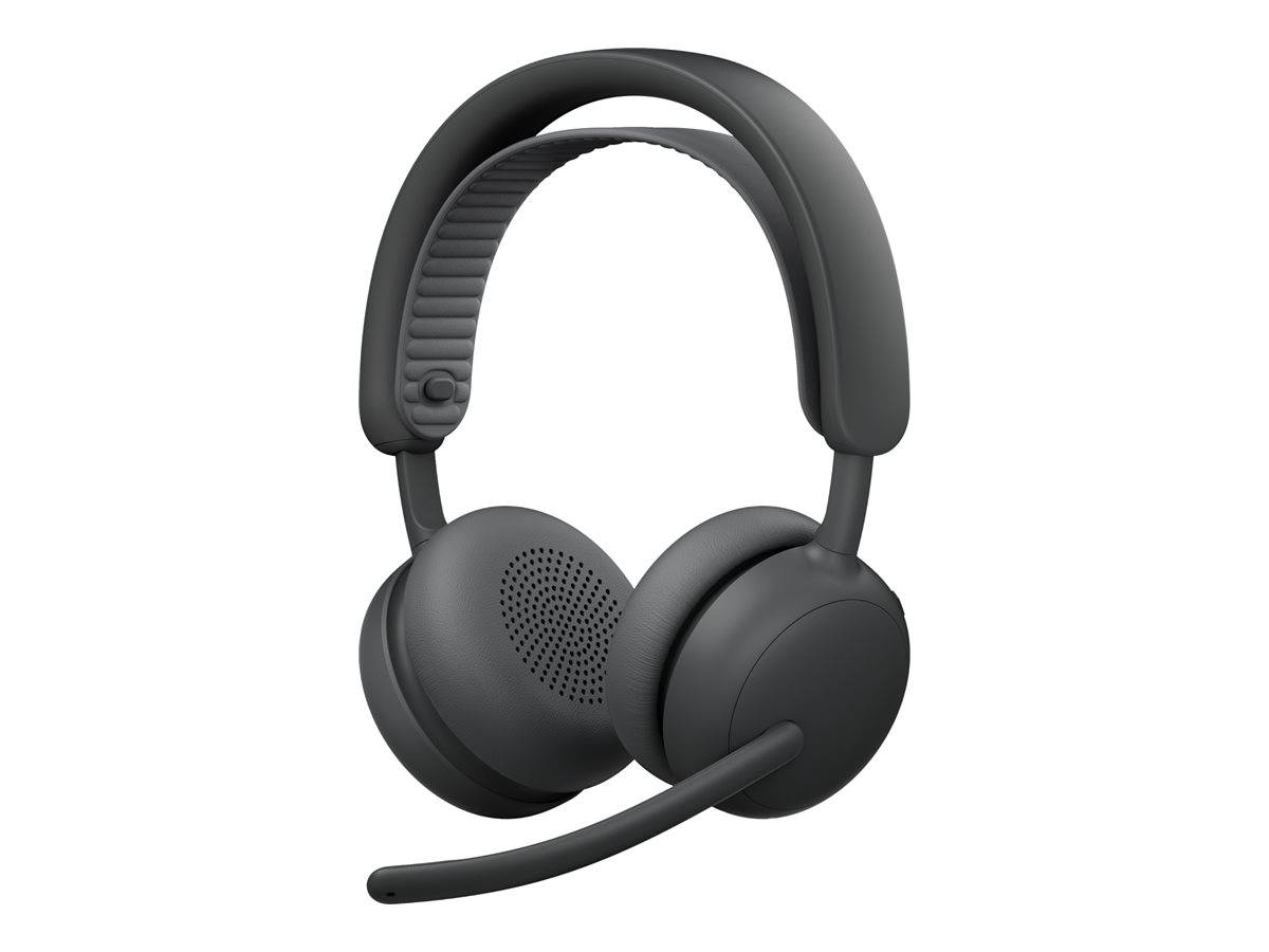 Ein schwarzes Over-Ear-Headset mit einem integrierten Mikrofon an einem flexiblen Mikrofonarm, entwickelt für Kommunikations- oder Spieleanwendungen.