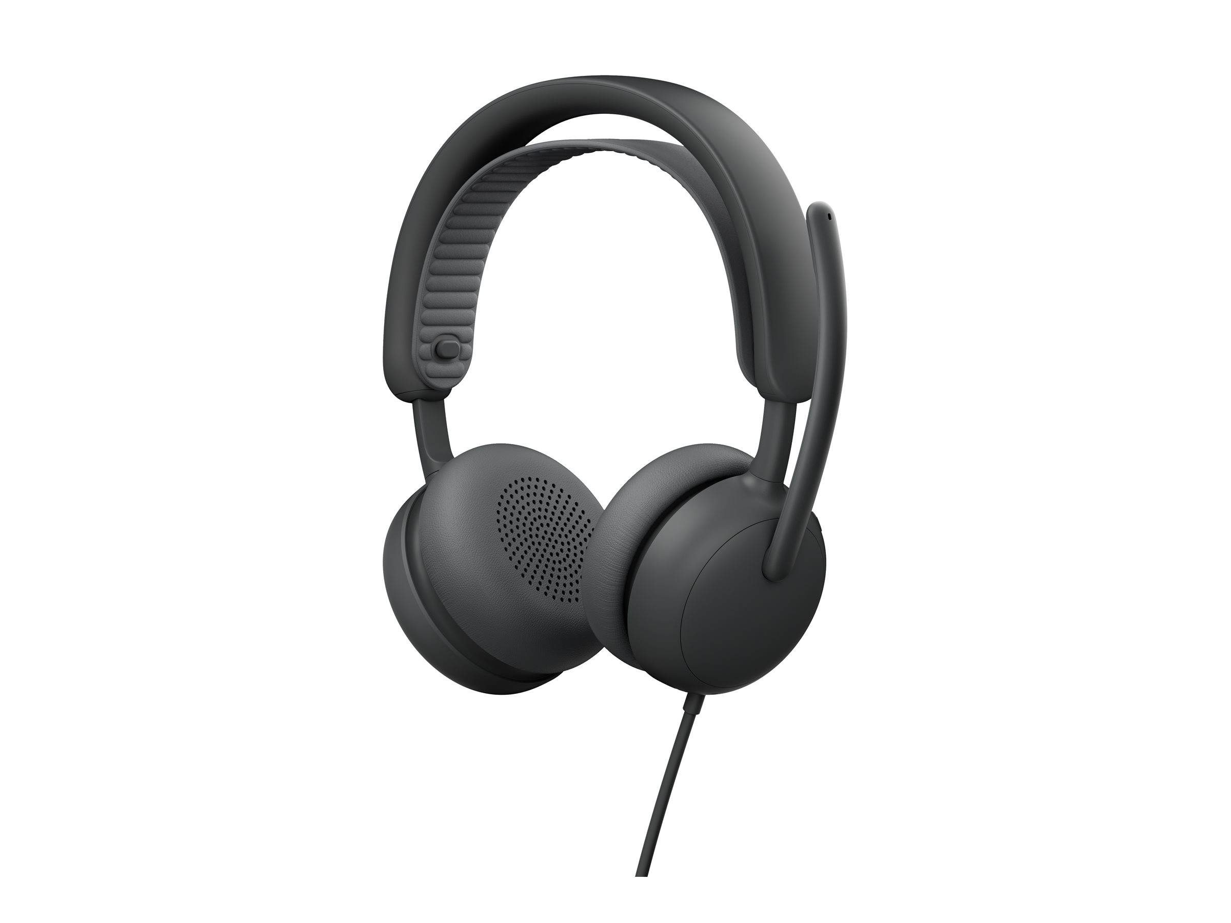 Ein Paar moderne, Over-Ear-Kopfhörer in Schwarz mit gepolstertem Kopfbügel und Kabel, entwickelt für Audioaufnahmen.