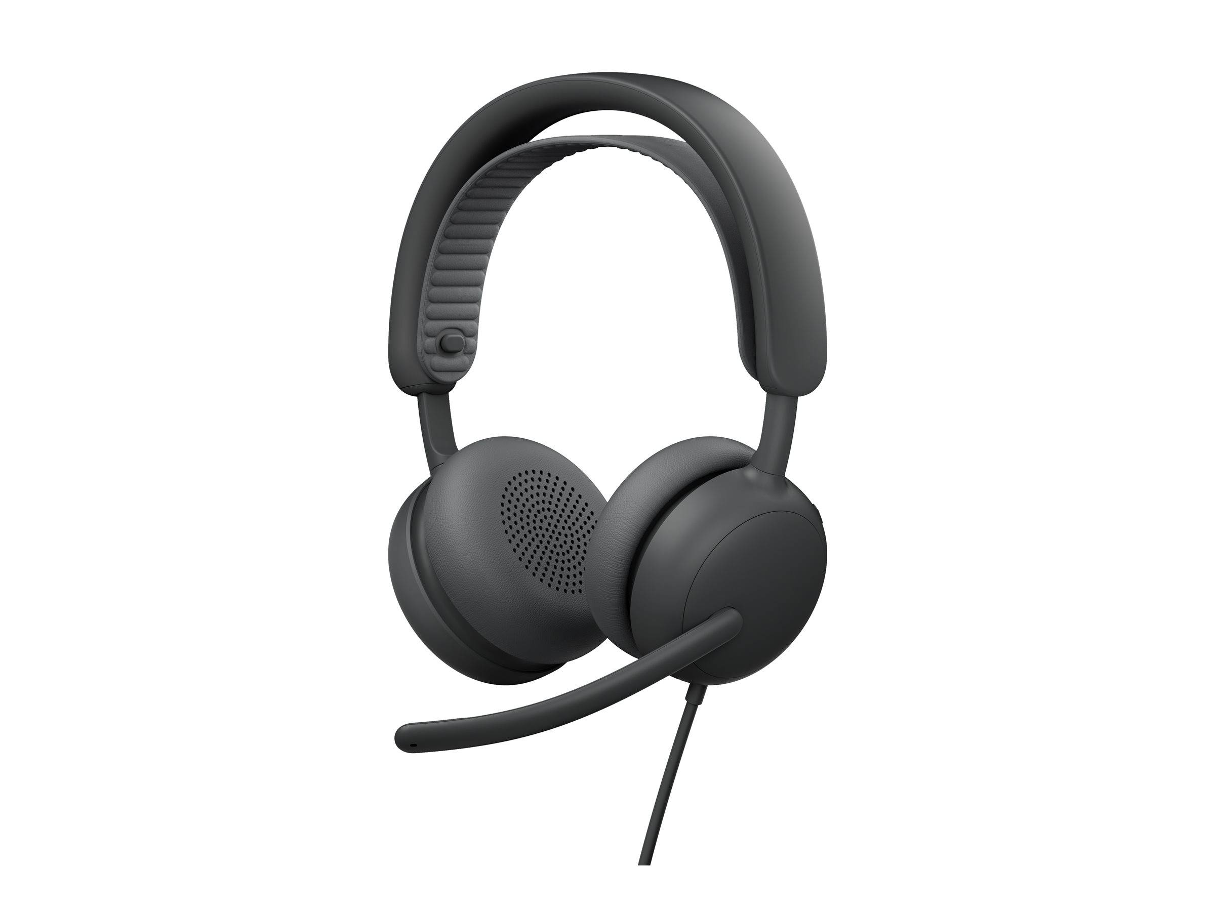 Ein schwarzes Over-Ear-Headset mit integriertem Mikrofon.