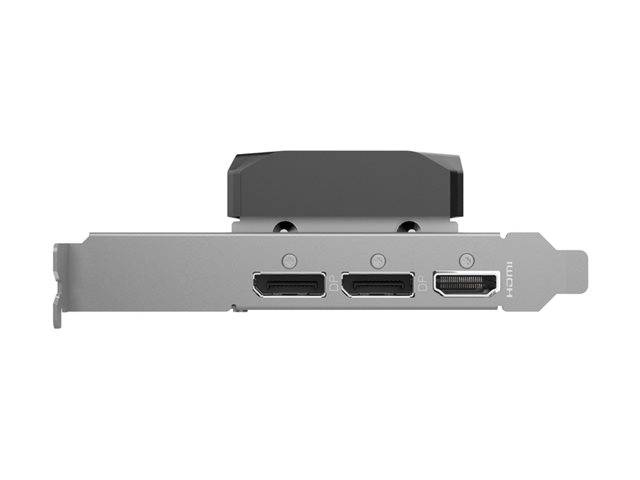 Rückseite eines elektronischen Geräts mit zwei HDMI-Anschlüssen und einem DisplayPort, wahrscheinlich zum Anschluss an Displays oder Monitore.