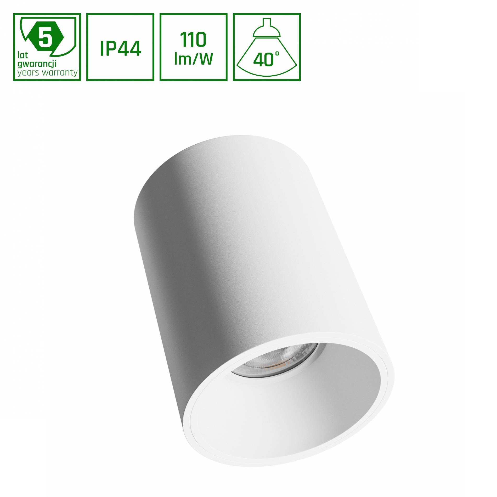 Spectrum LED Orbito Surface Deckenleuchte 10W rund 40° 1100lm weiß IP44 Aufbau UGR>19 Warmweiß 3000K