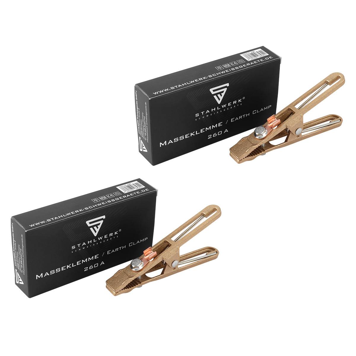 STAHLWERK 2 x Masseklemme Massezange und Erdungsklemme belastbar bis 260A