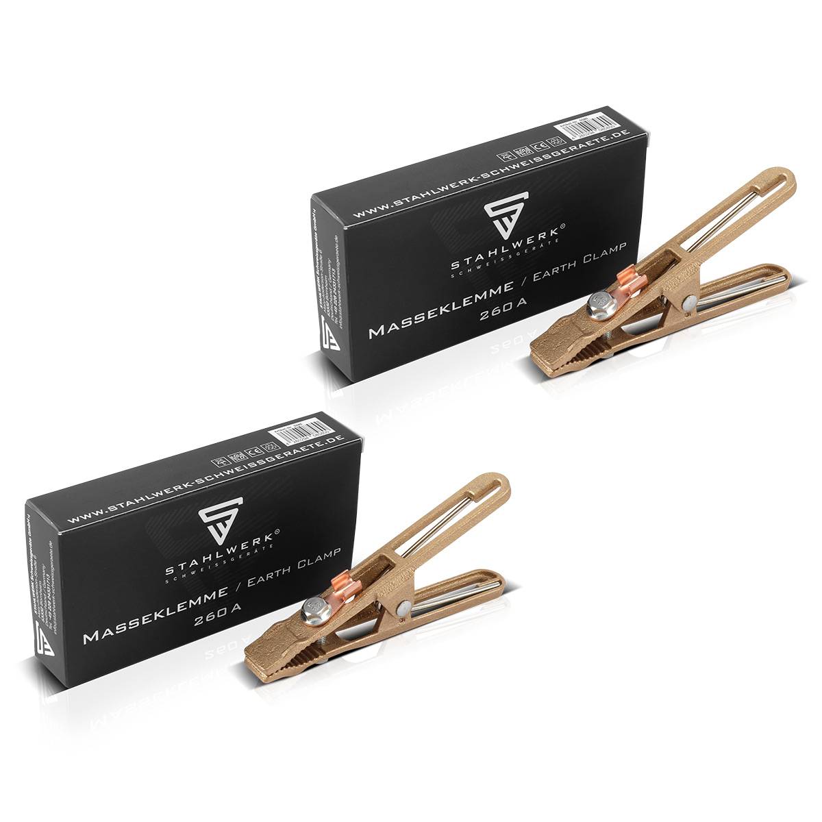 STAHLWERK 2 x Masseklemme Massezange und Erdungsklemme belastbar bis 260A