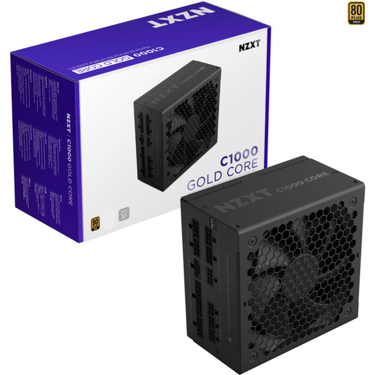 NZXT C1000 Gold Core, 1000 W, 100 - 240 V, 50/60 Hz, 12 - 6 A, Aktiv, 120 W