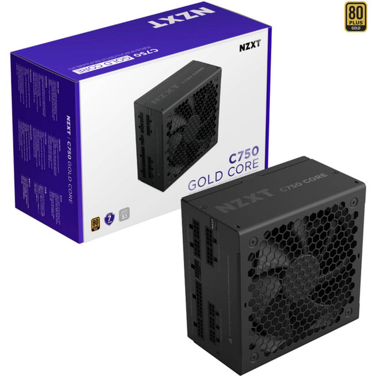 NZXT C750 Gold Core, 750 W, 100 - 240 V, 50/60 Hz, 10 - 5 A, Aktiv, 120 W