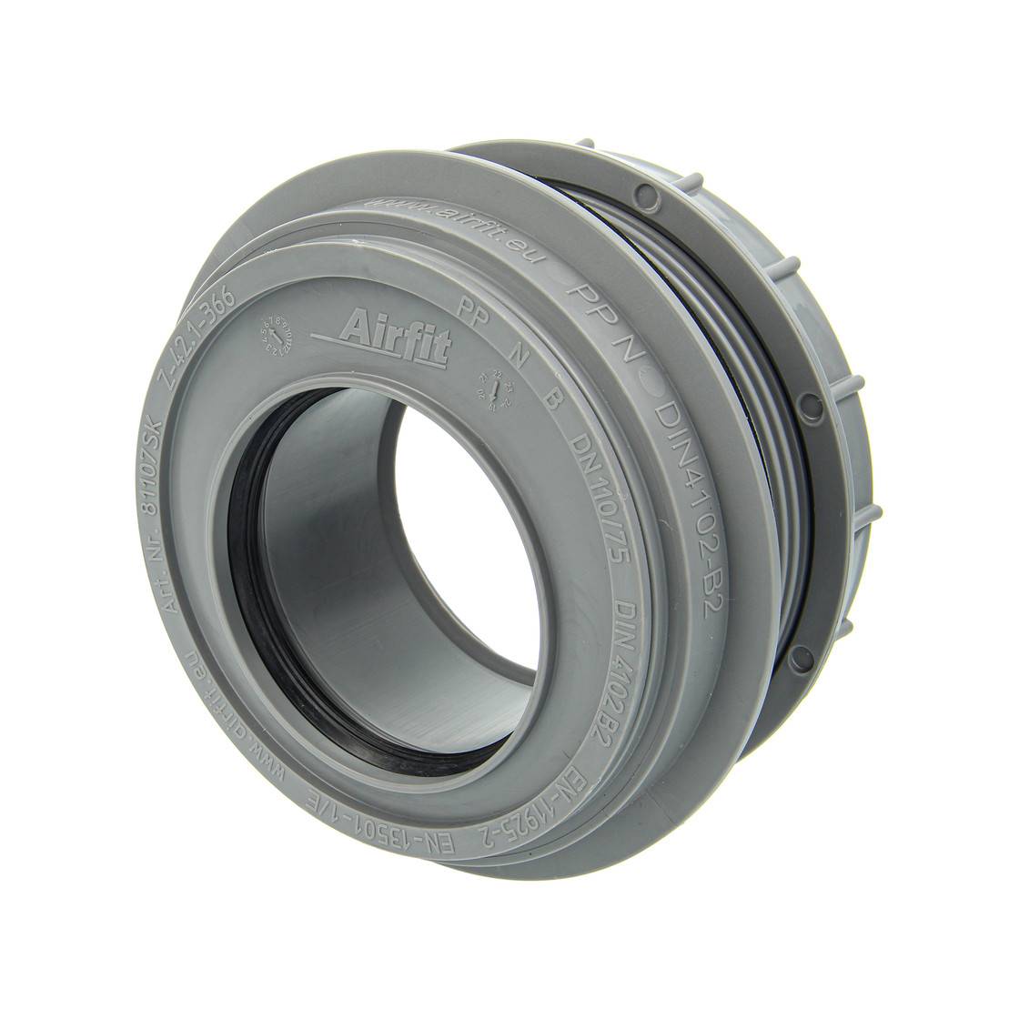 airfit Anschraub-Muffe DN 75, grauRohranschluss für Behälter